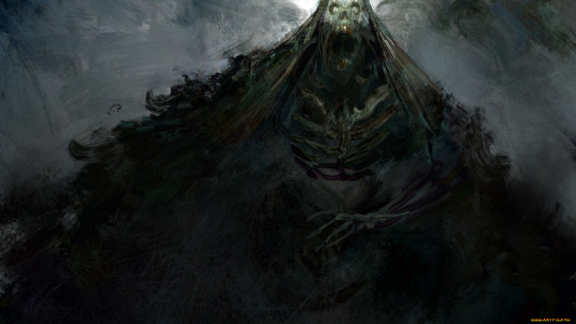 фэнтези, нежить, скелет, фон