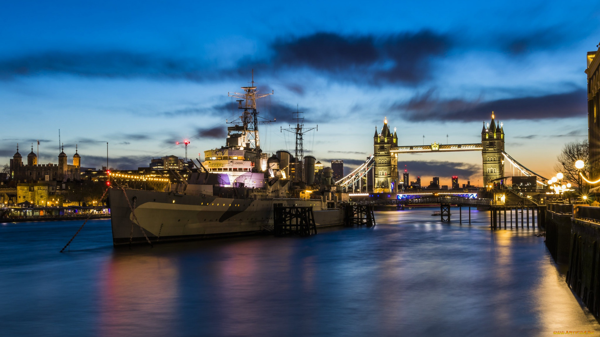 города, лондон, , великобритания, tower, bridge, thames, rive