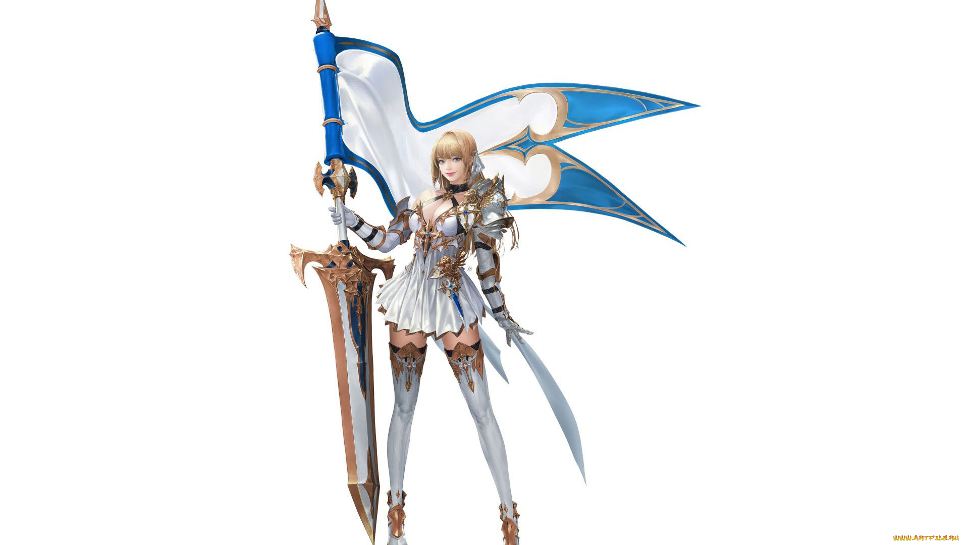 фэнтези, девушки, девушка, оружие, знамя