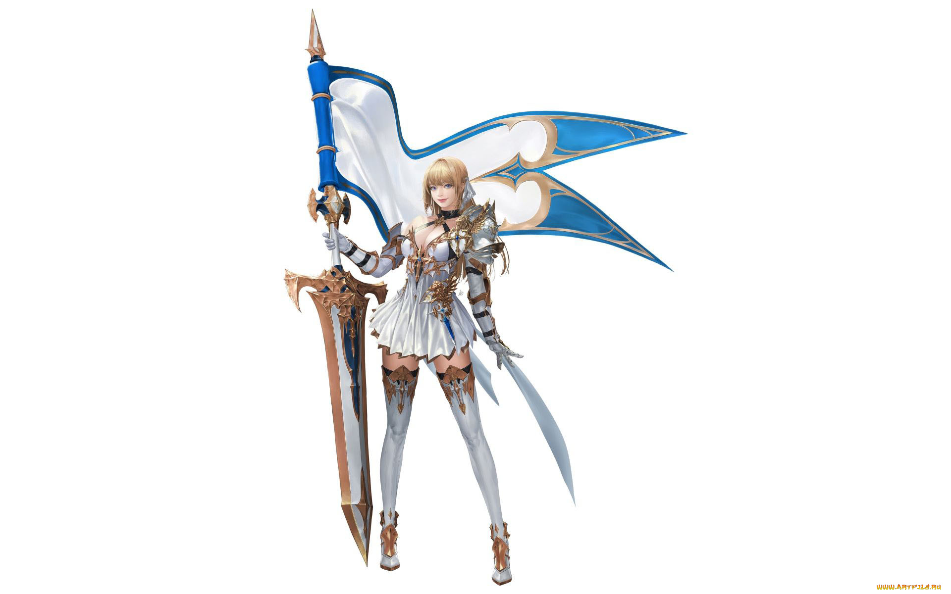 фэнтези, девушки, девушка, оружие, знамя