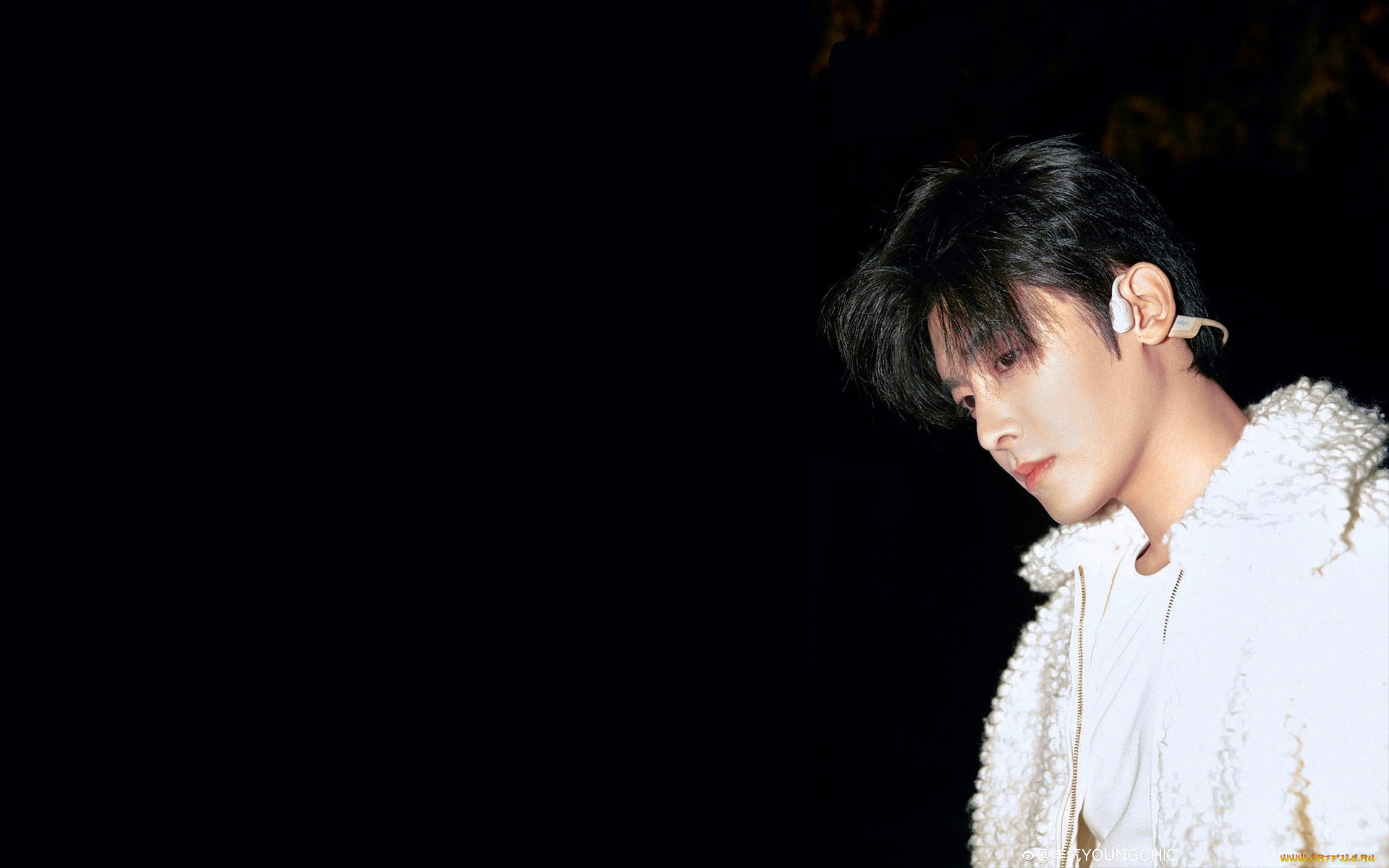 мужчины, hou, ming, hao, актер, лицо, наушник, свитер