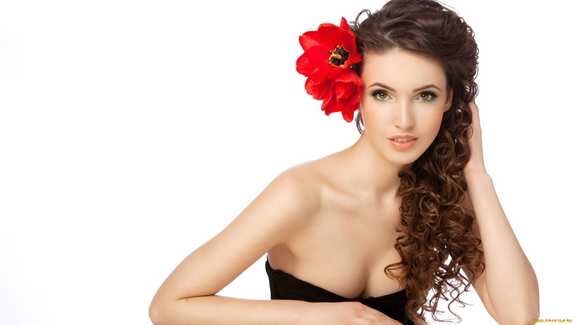 -Unsort, Брюнетки, Шатенки, девушки, unsort, брюнетки, шатенки, цветы, локоны, декольте