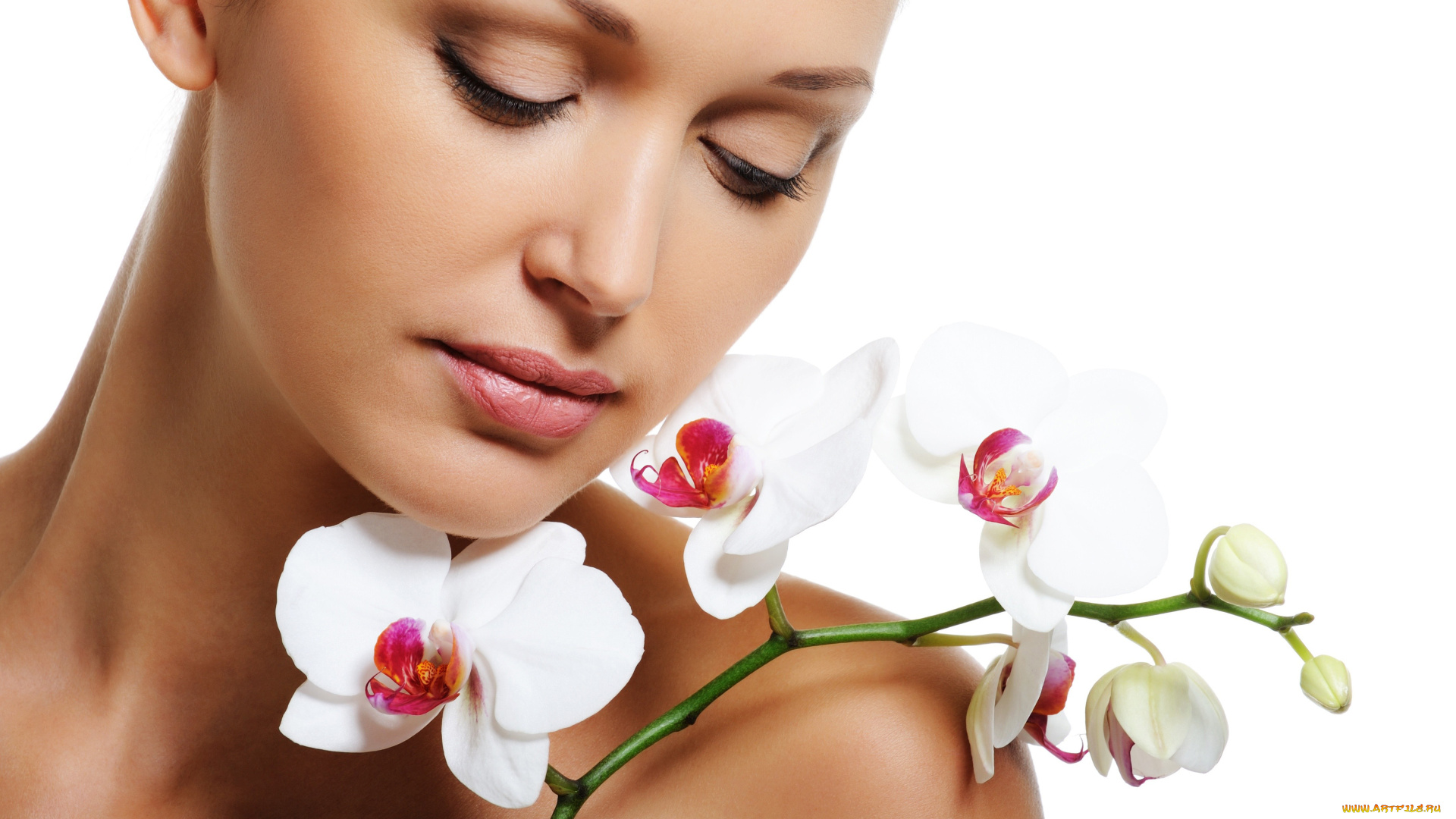 -Unsort, Лица, Портреты, девушки, unsort, лица, портреты, закрытые, глаза, орхидея