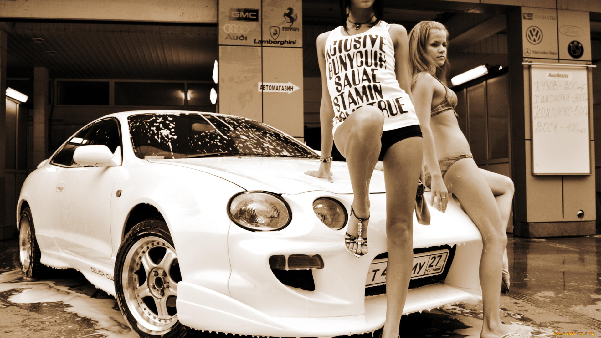 автомобили, авто, девушками, автомойка, девушки