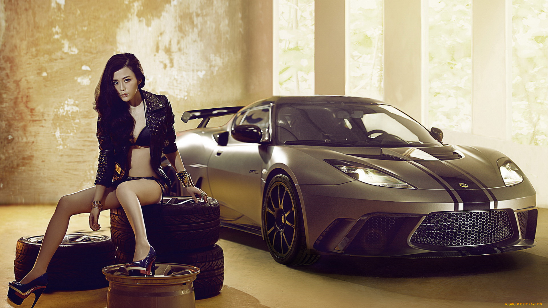 автомобили, авто, девушками, азиатка, покрышки