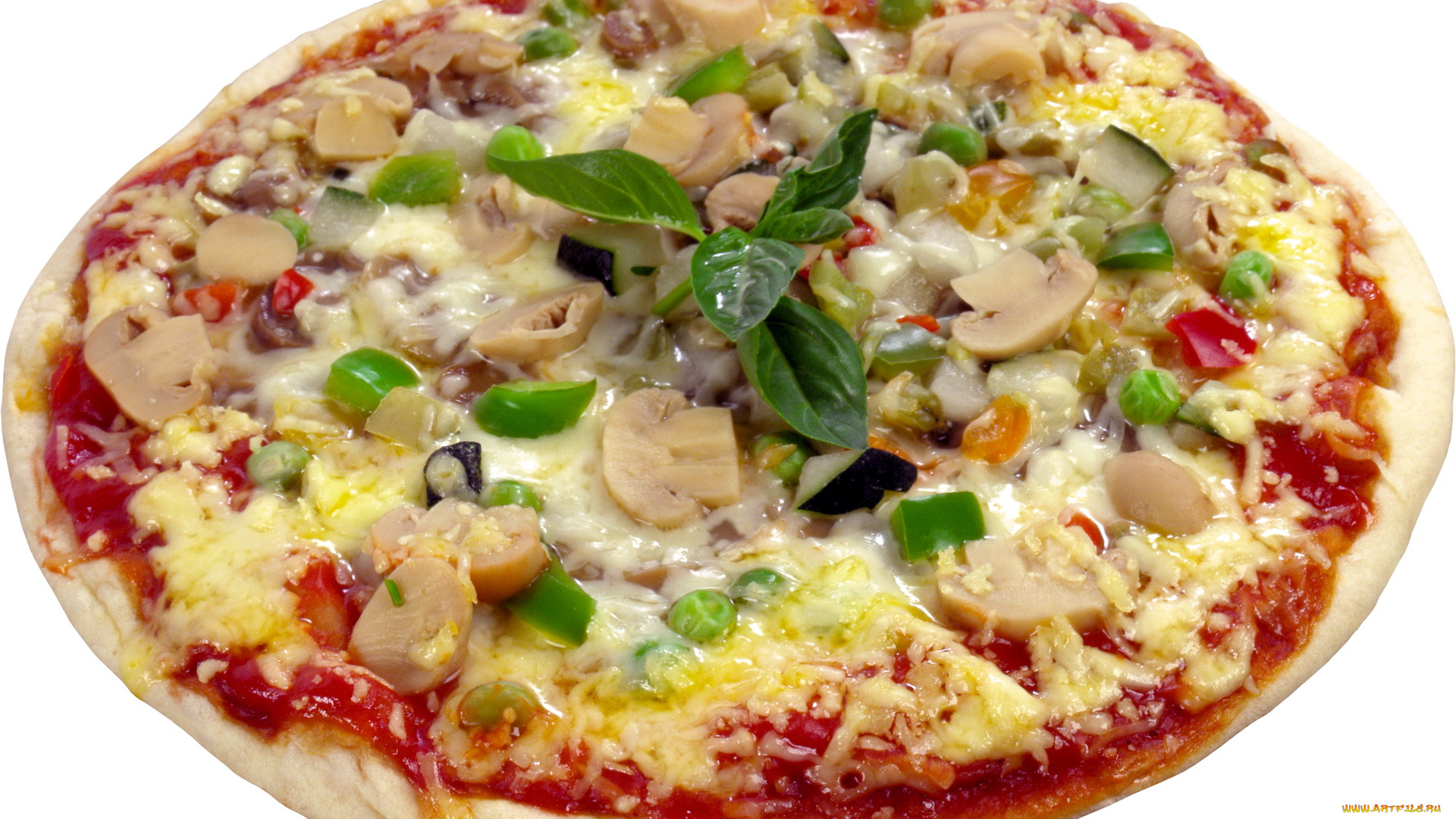 еда, пицца, грибы, соус