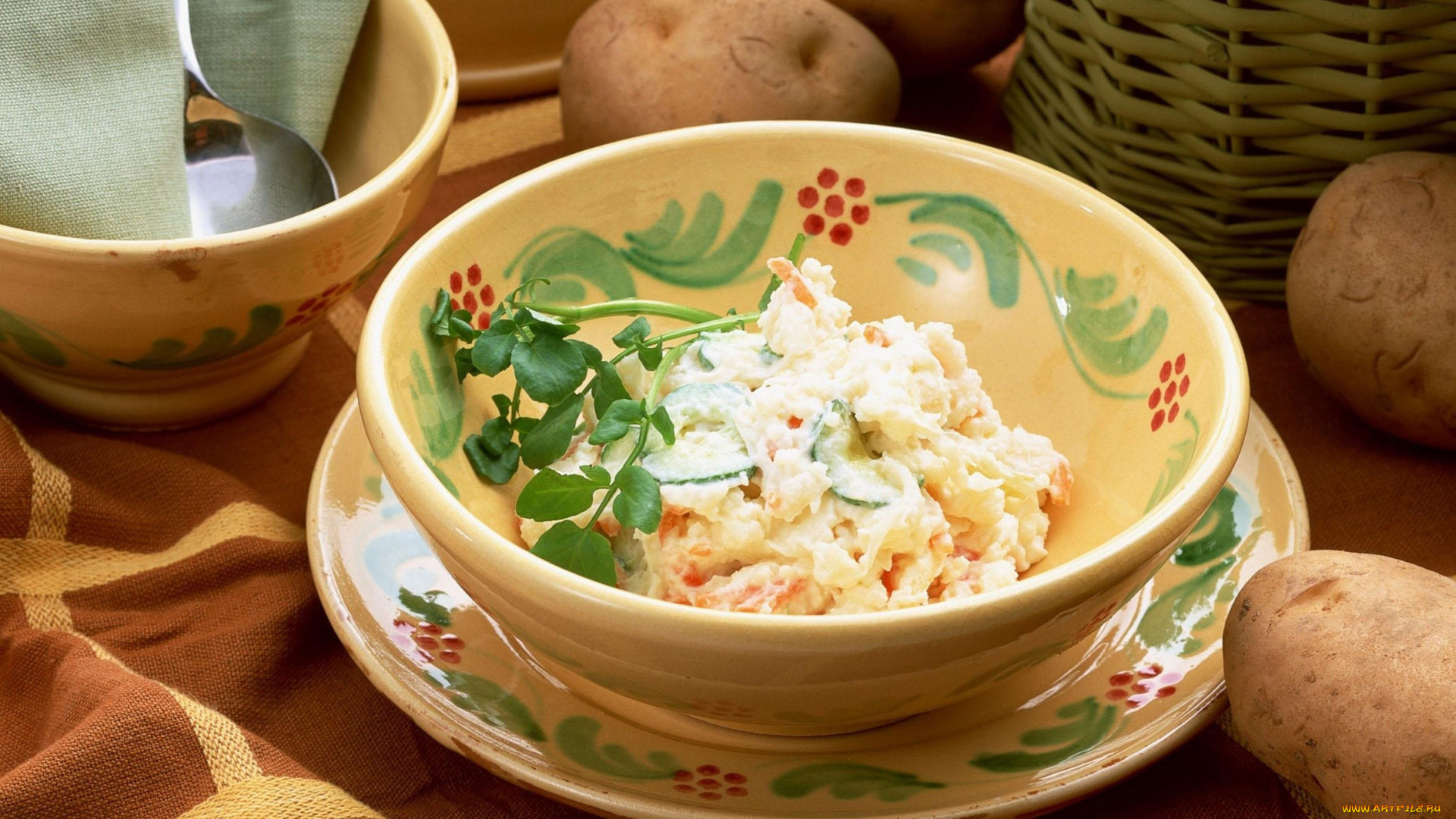 еда, салаты, закуски, картофель, салат, миска