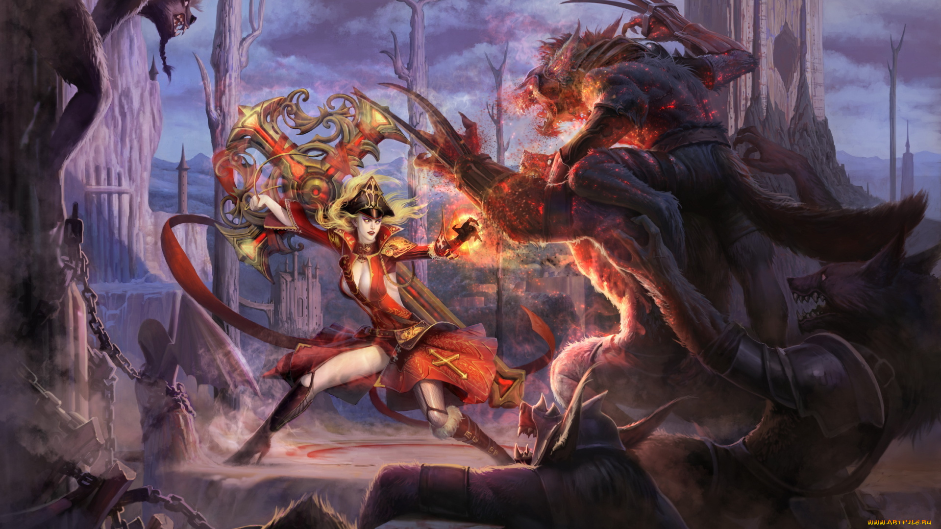 forsaken, world, видео, игры, девушка, монстр, схватка