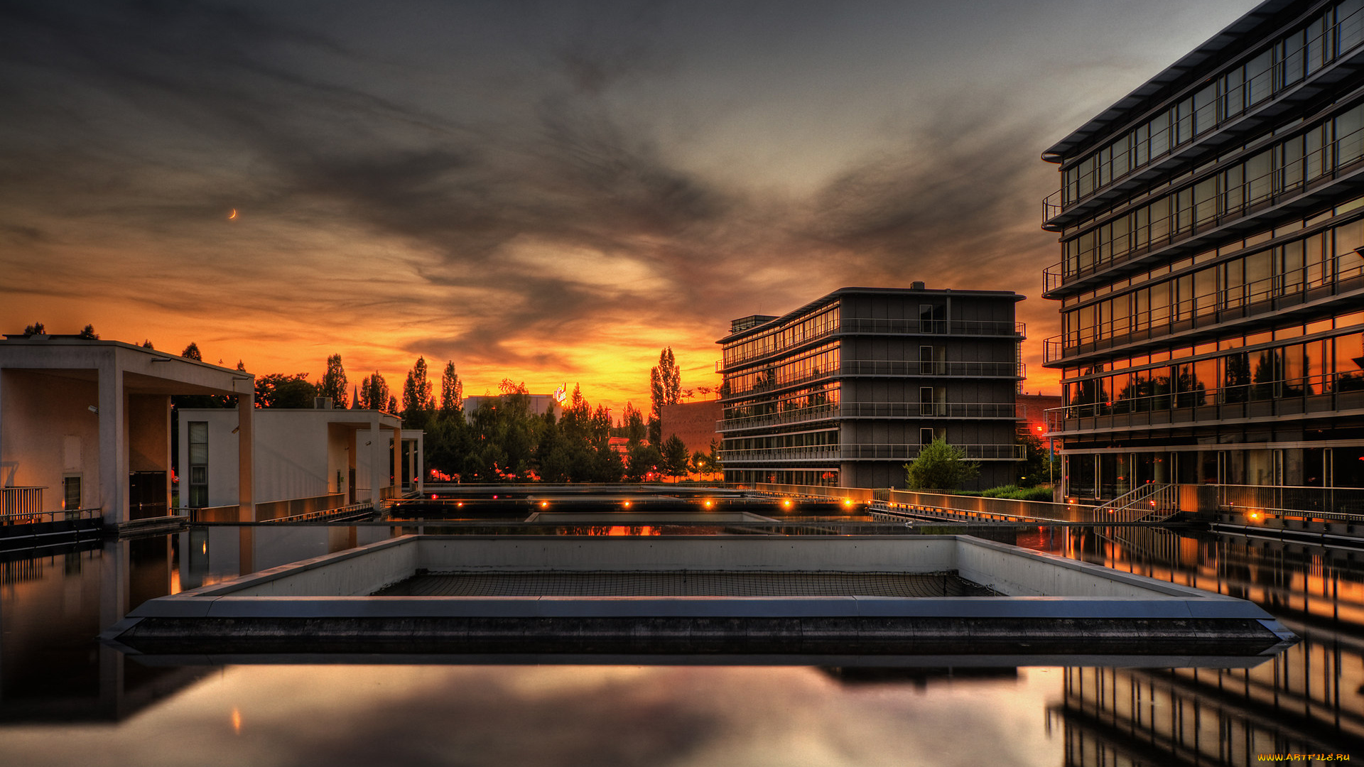 города, здания, дома, закат, германия