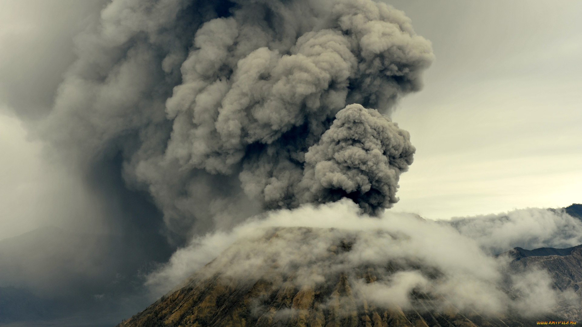 природа, стихия, вулкан, пепел, извержение