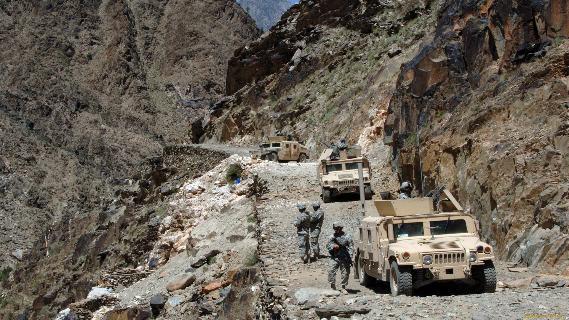 техника, военная, горы, хаммеры, патруль