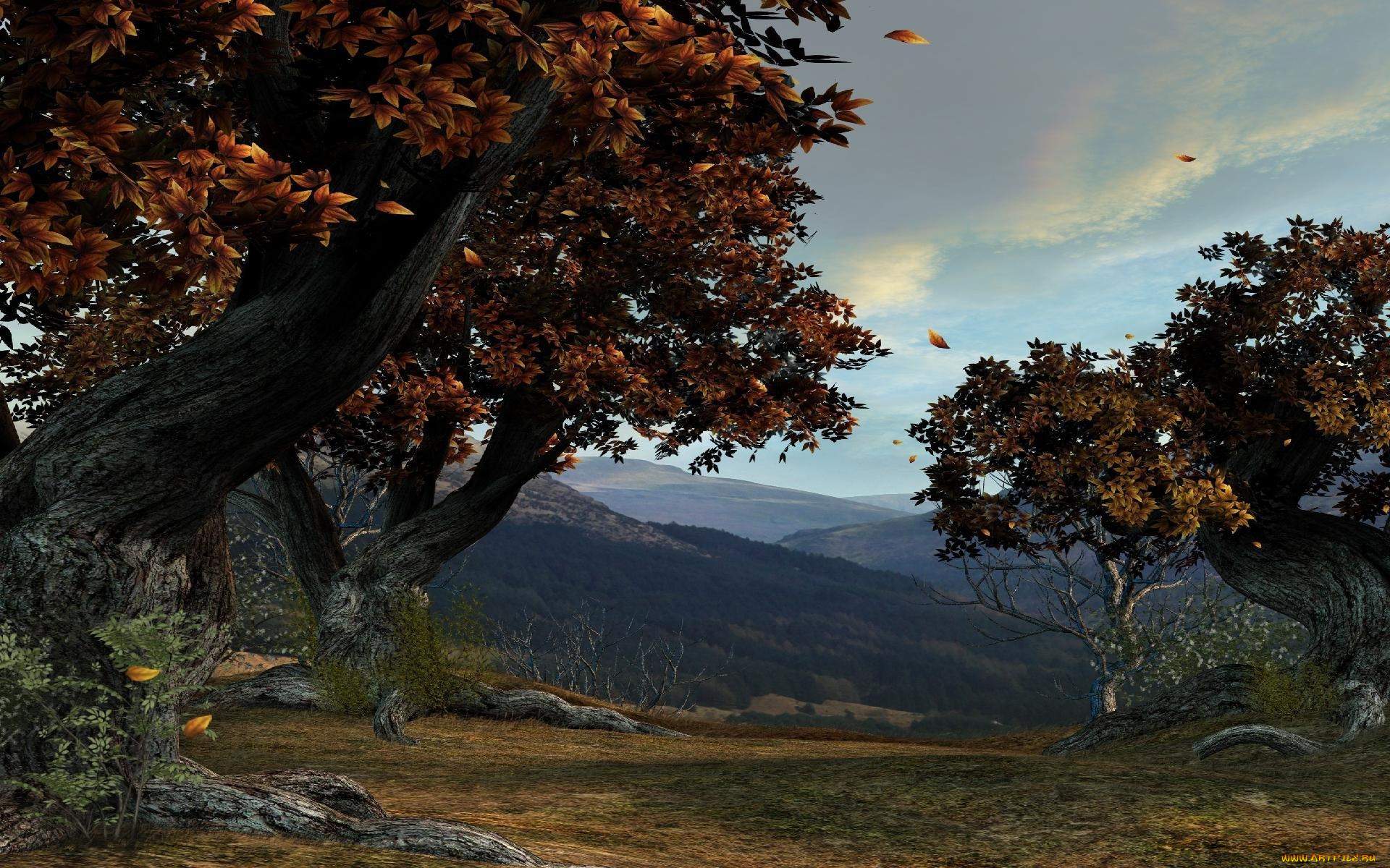 3д, графика, nature, landscape, природа, горы, простор