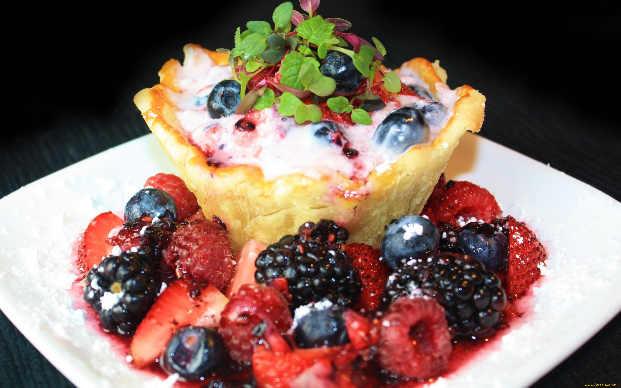 еда, мороженое, десерты, ежевика, малина, голубика, десерт