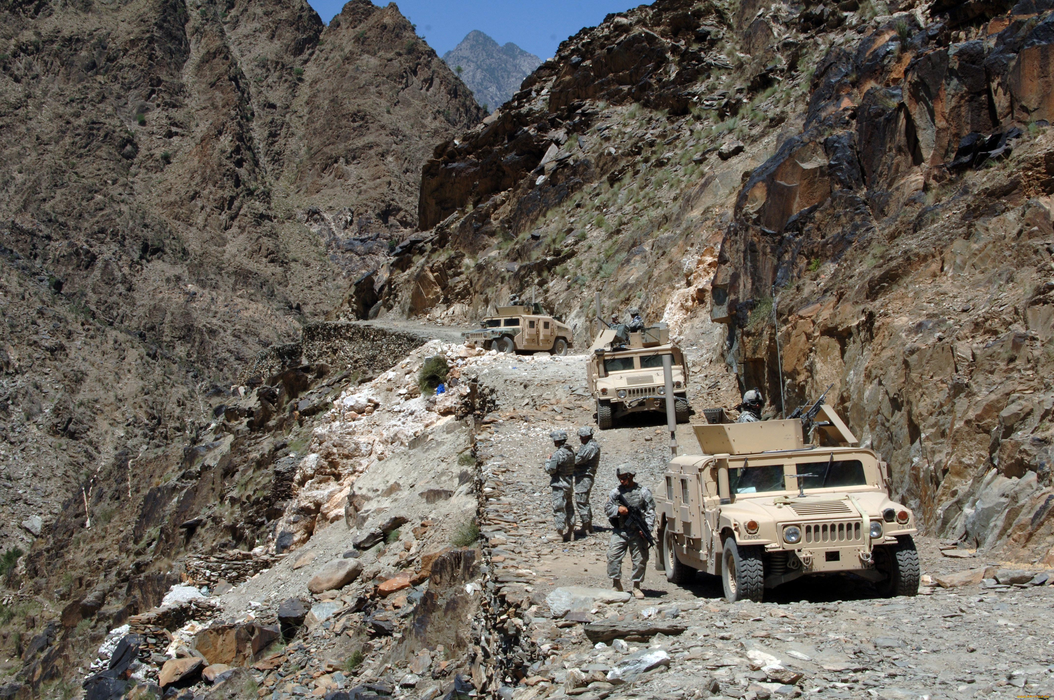 техника, военная, горы, хаммеры, патруль