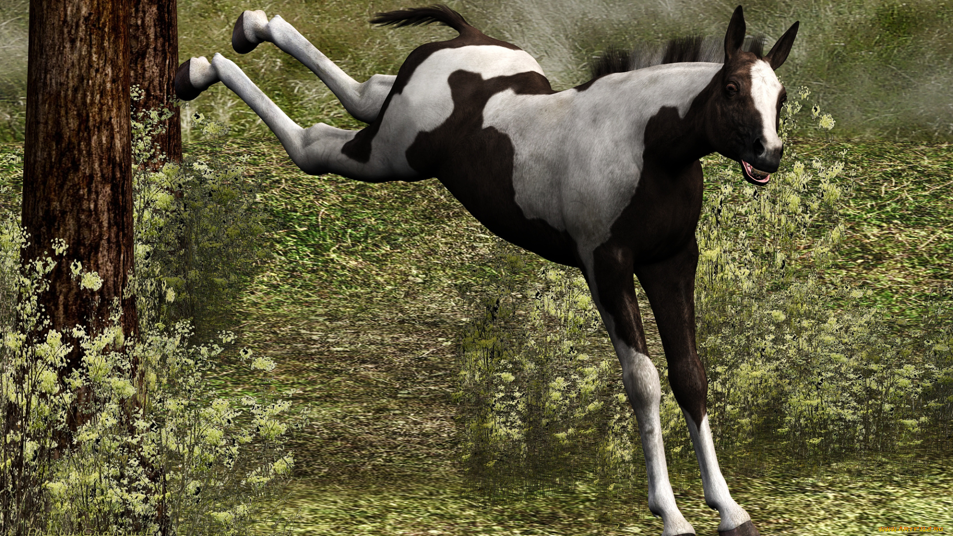 3д, графика, animals, животные, лошадка