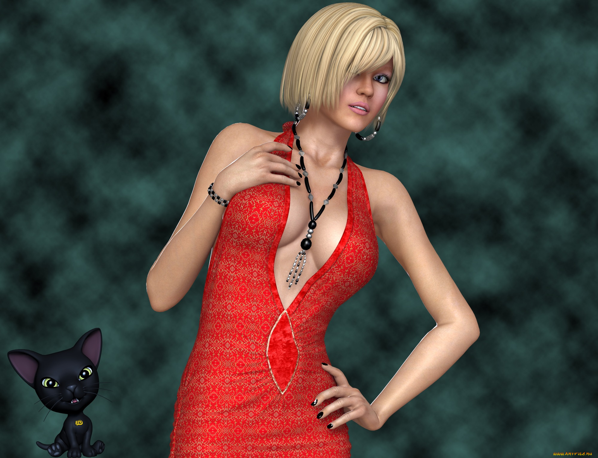 3д, графика, people, люди, девушка, котик
