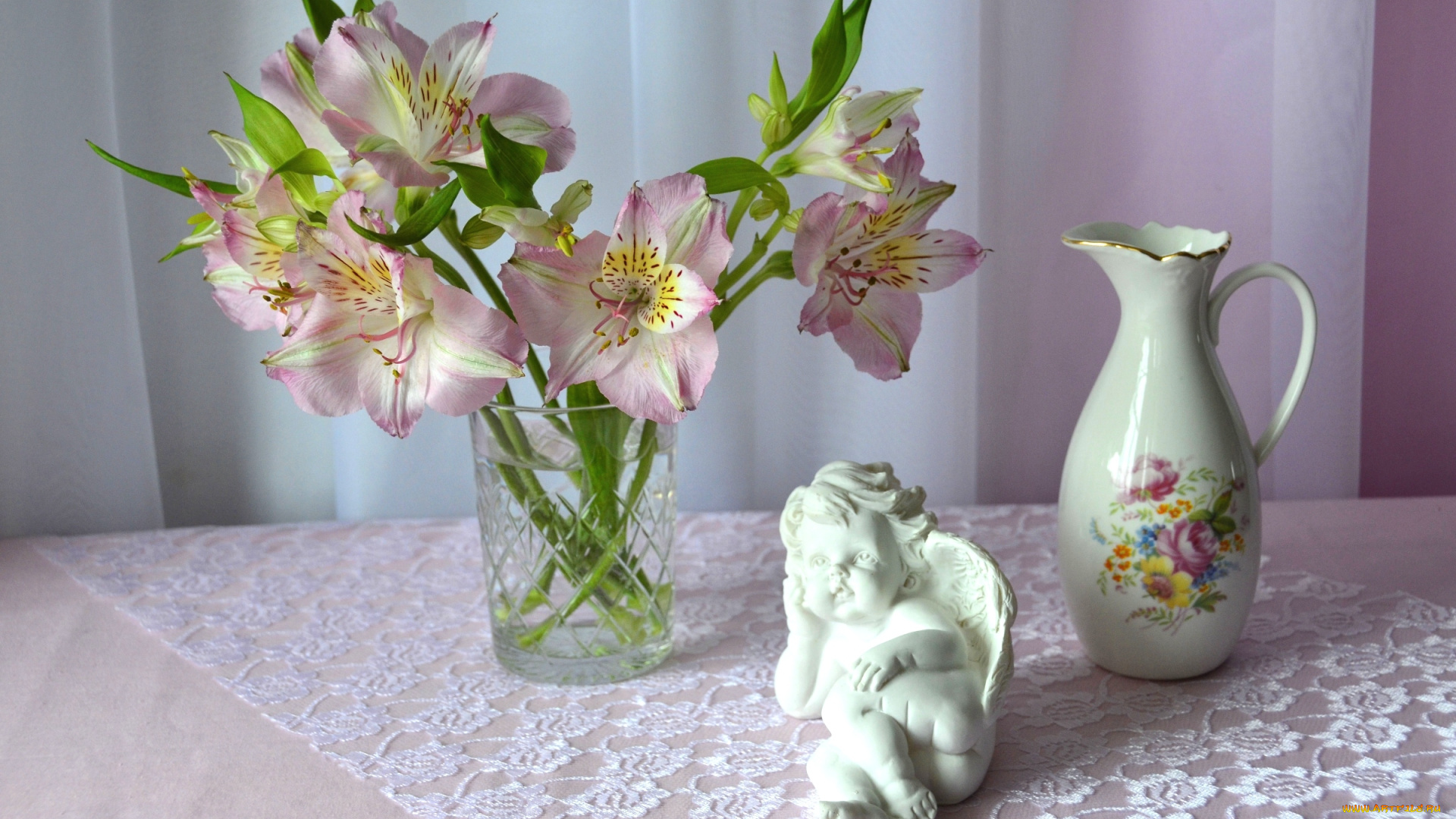 цветы, альстромерия, ангел, букет