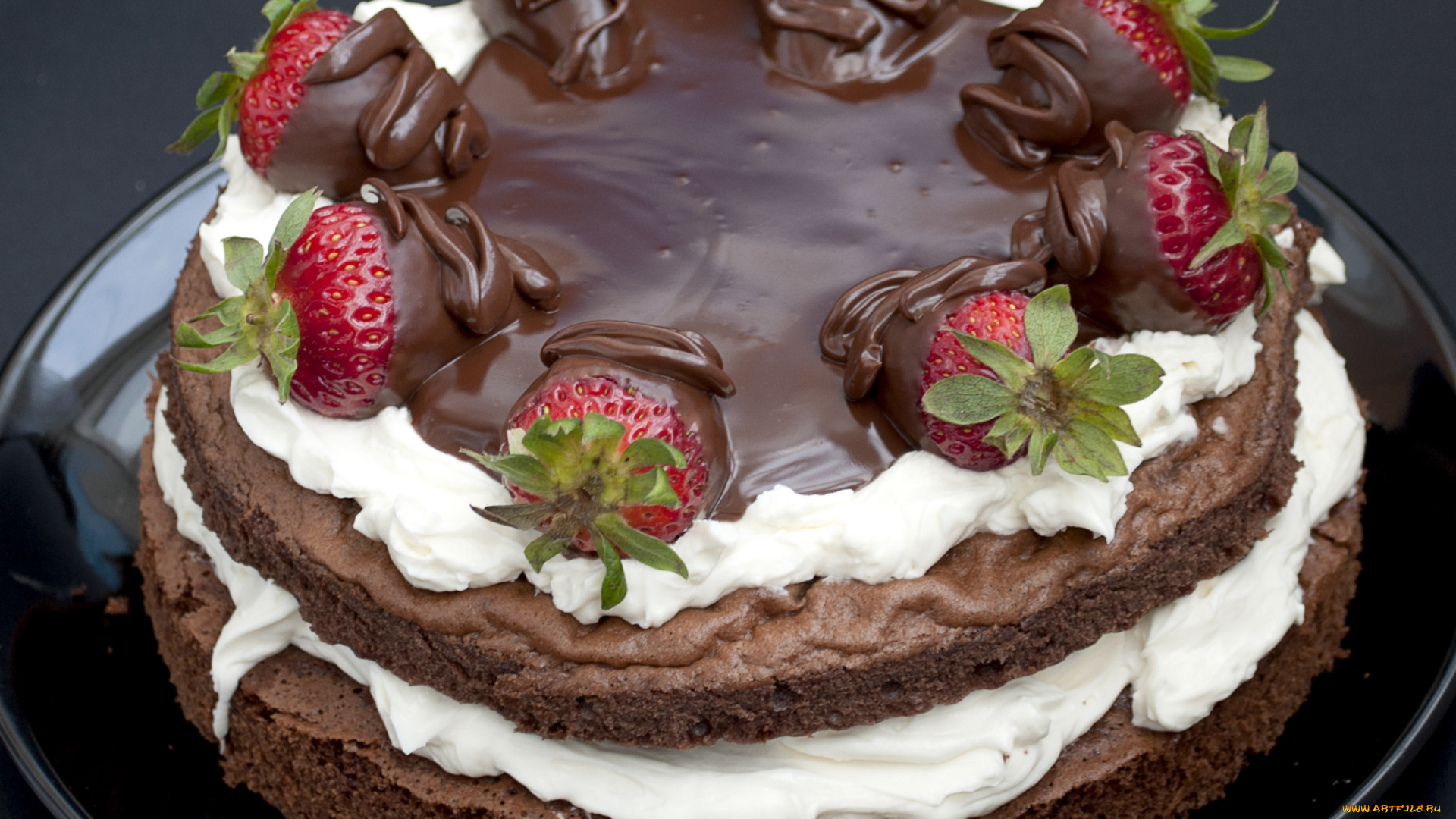 еда, торты, клубника, шоколад