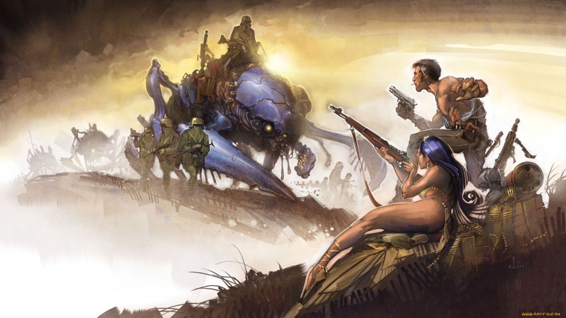 фэнтези, люди, иной, мир, оружие, оборона, солдаты, существа