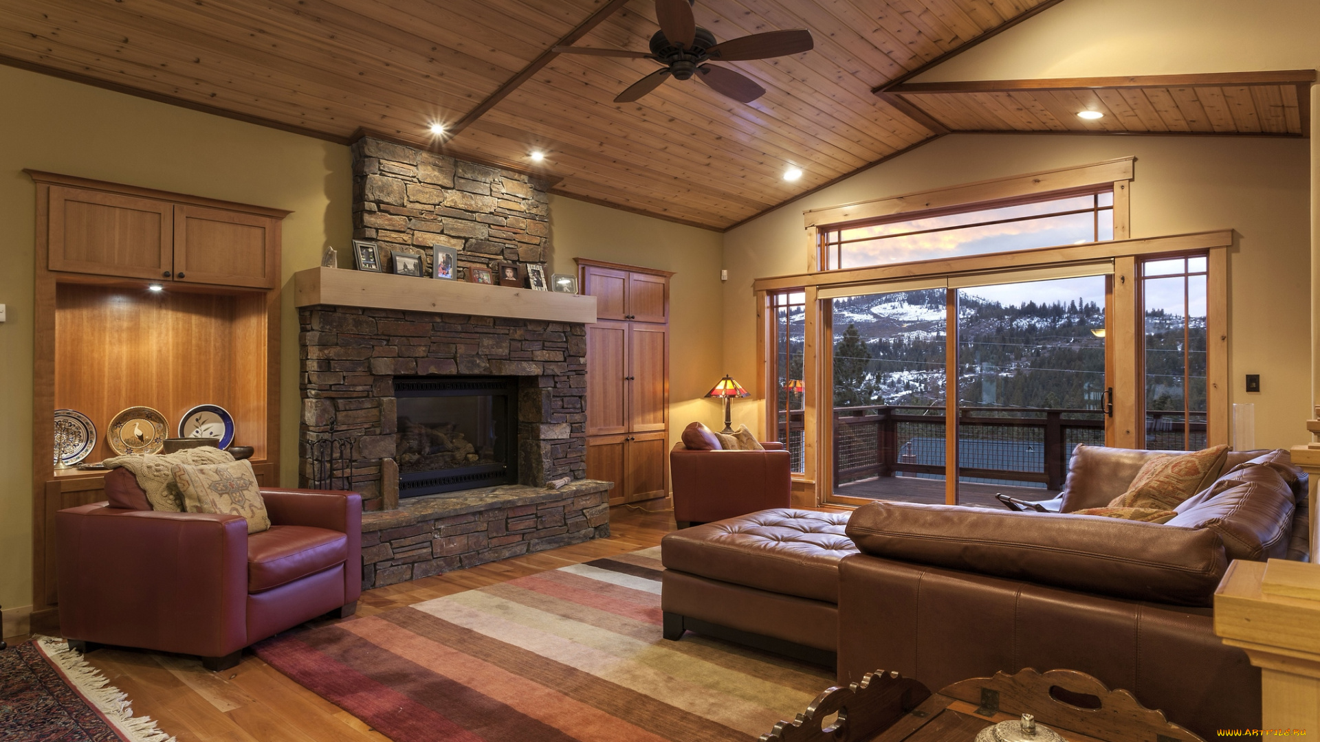 интерьер, гостиная, камин