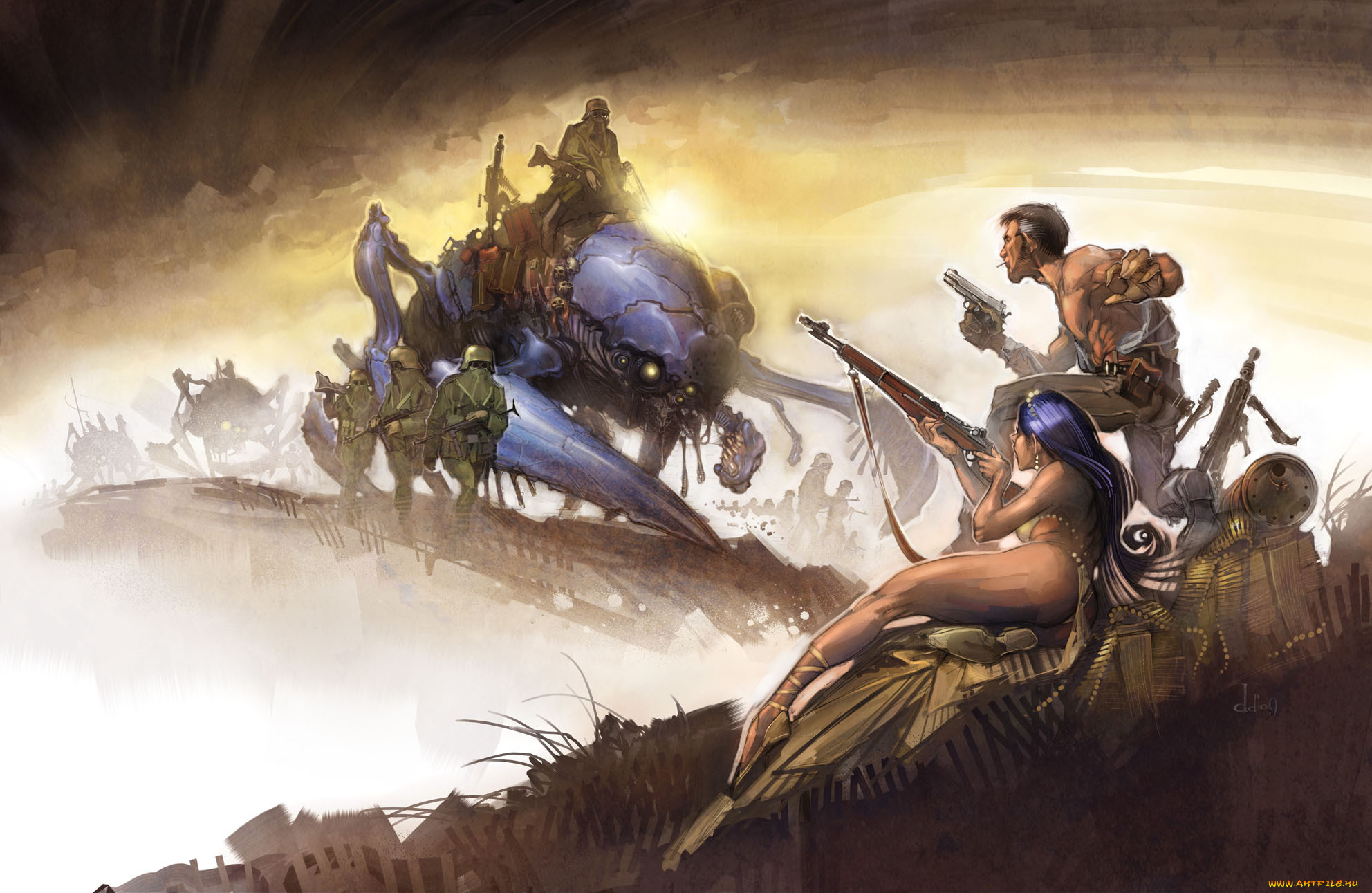 фэнтези, люди, иной, мир, оружие, оборона, солдаты, существа