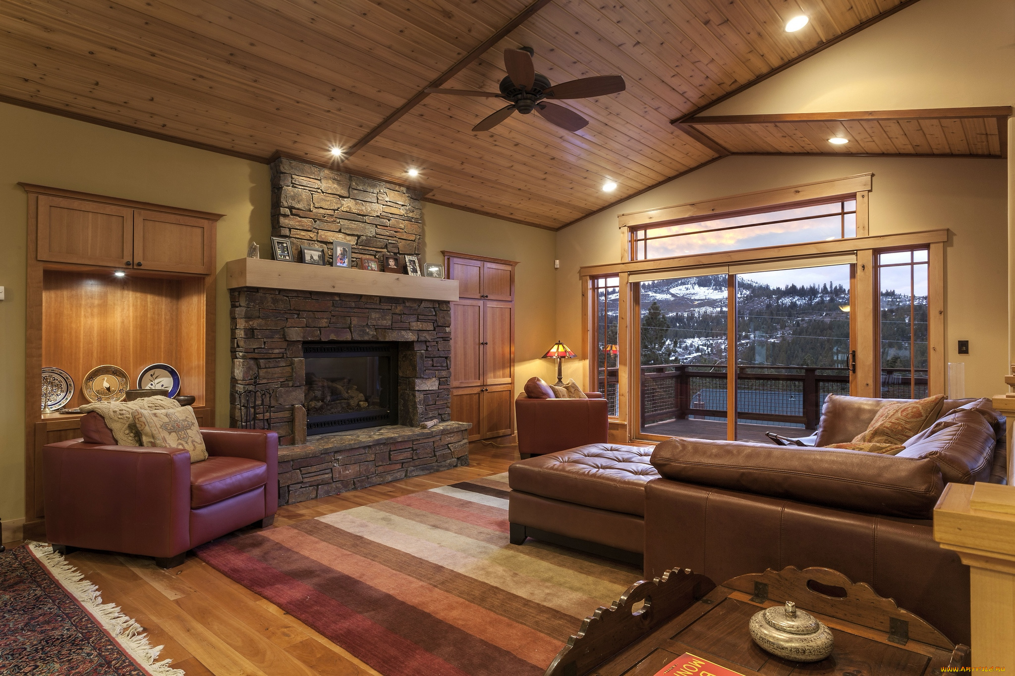 интерьер, гостиная, камин