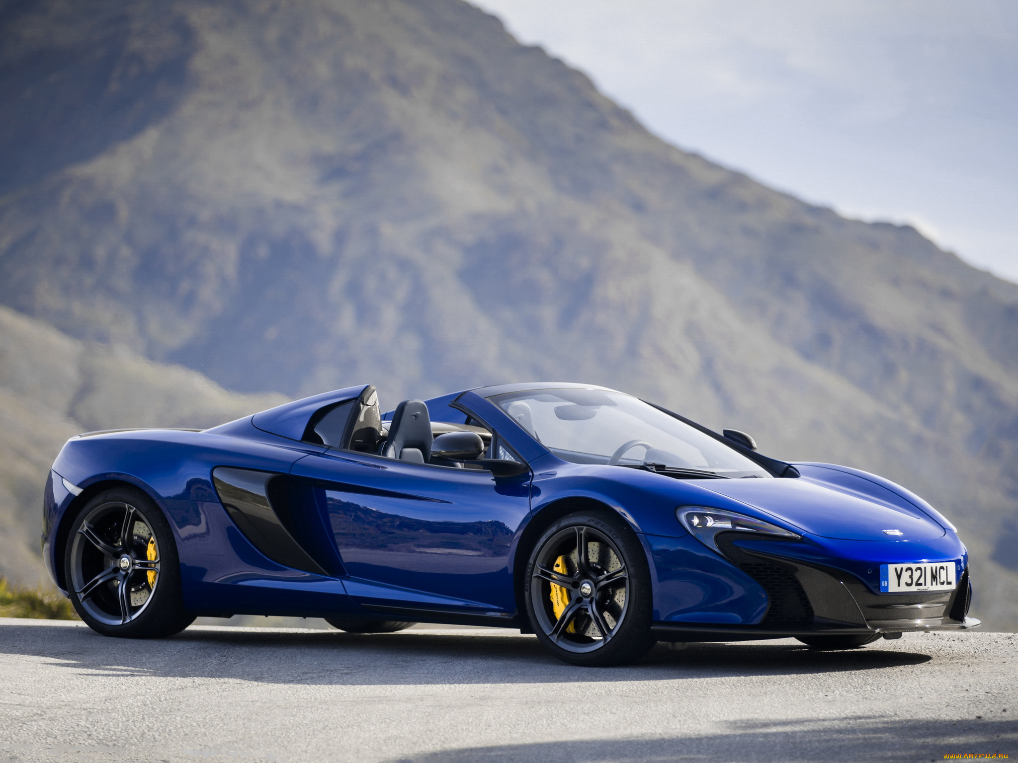 автомобили, mclaren, spyder, 650s, синий, 2014г