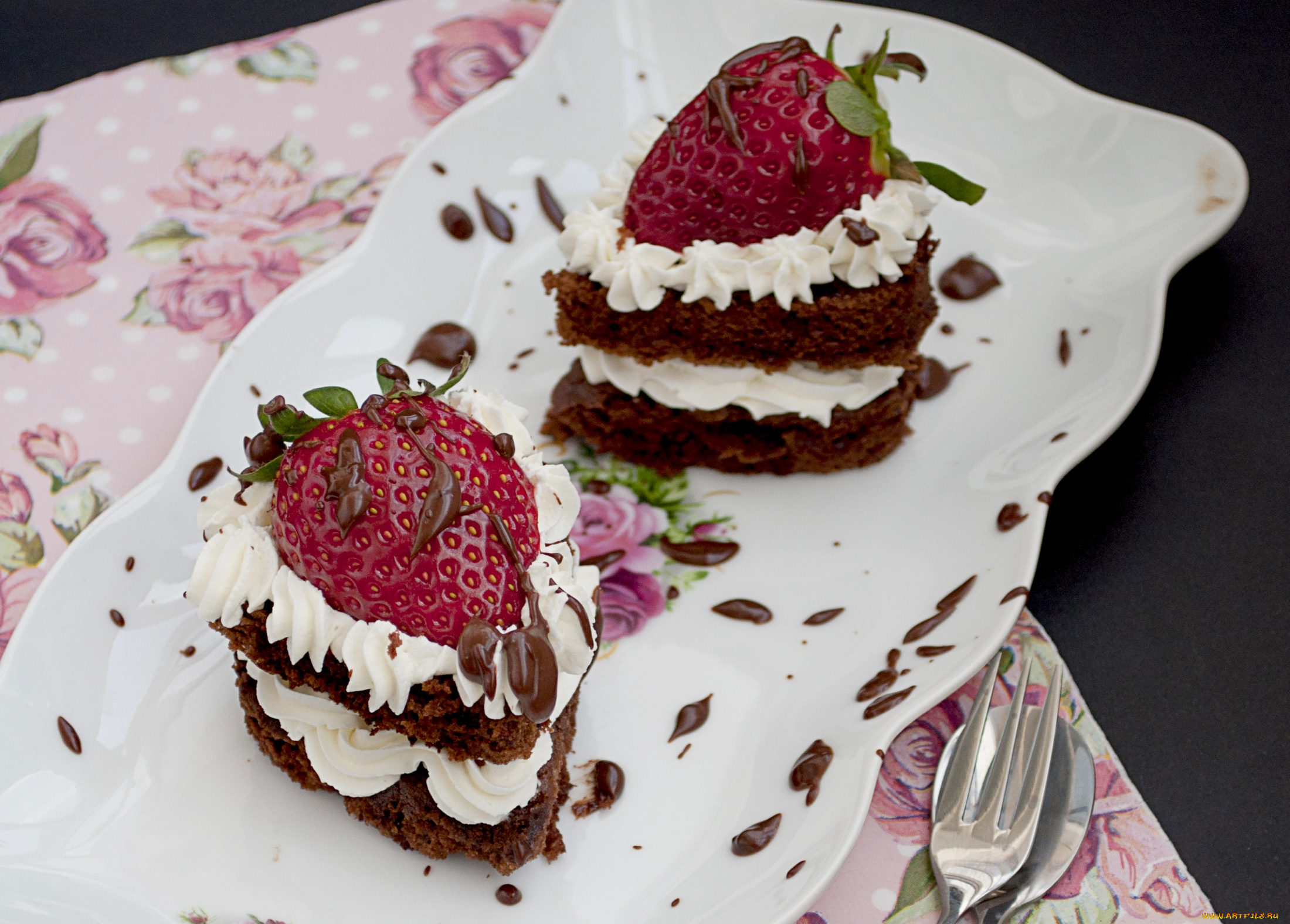 еда, пирожные, , кексы, , печенье, клубника, крем