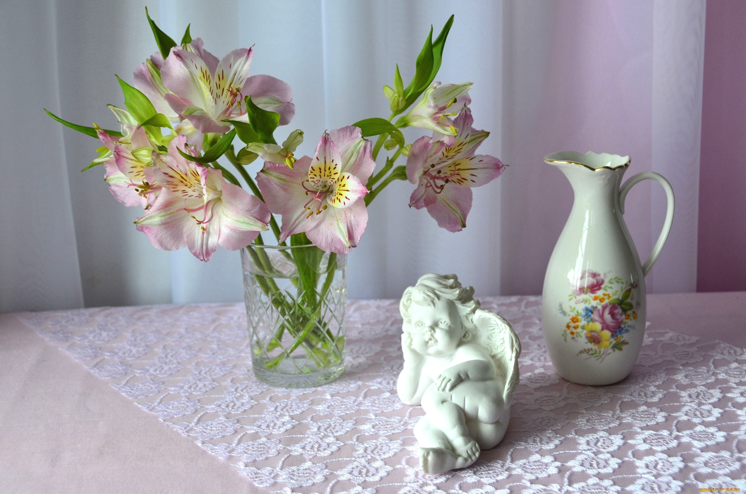 цветы, альстромерия, ангел, букет