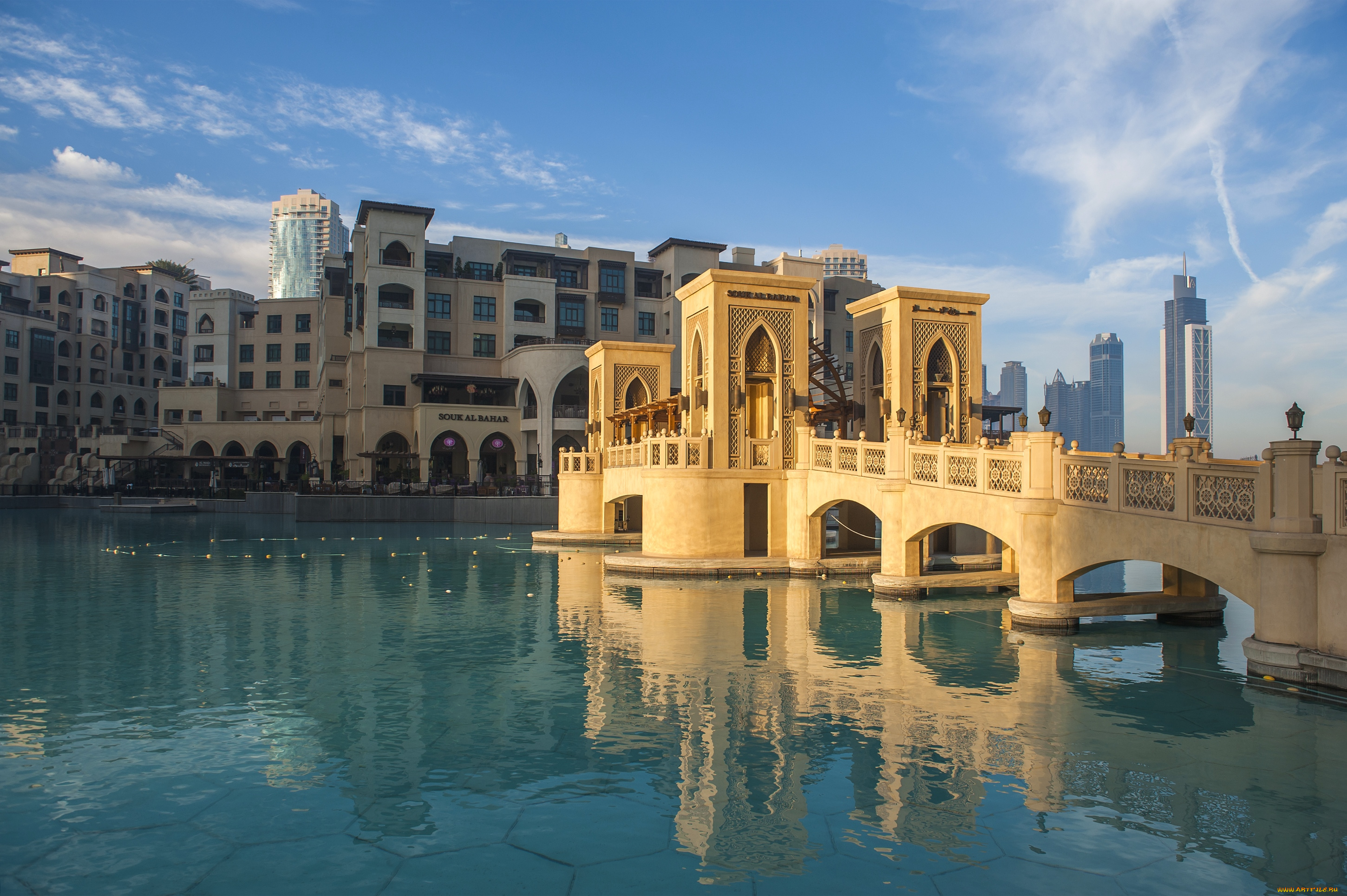 города, дубаи, , оаэ, мост, вода