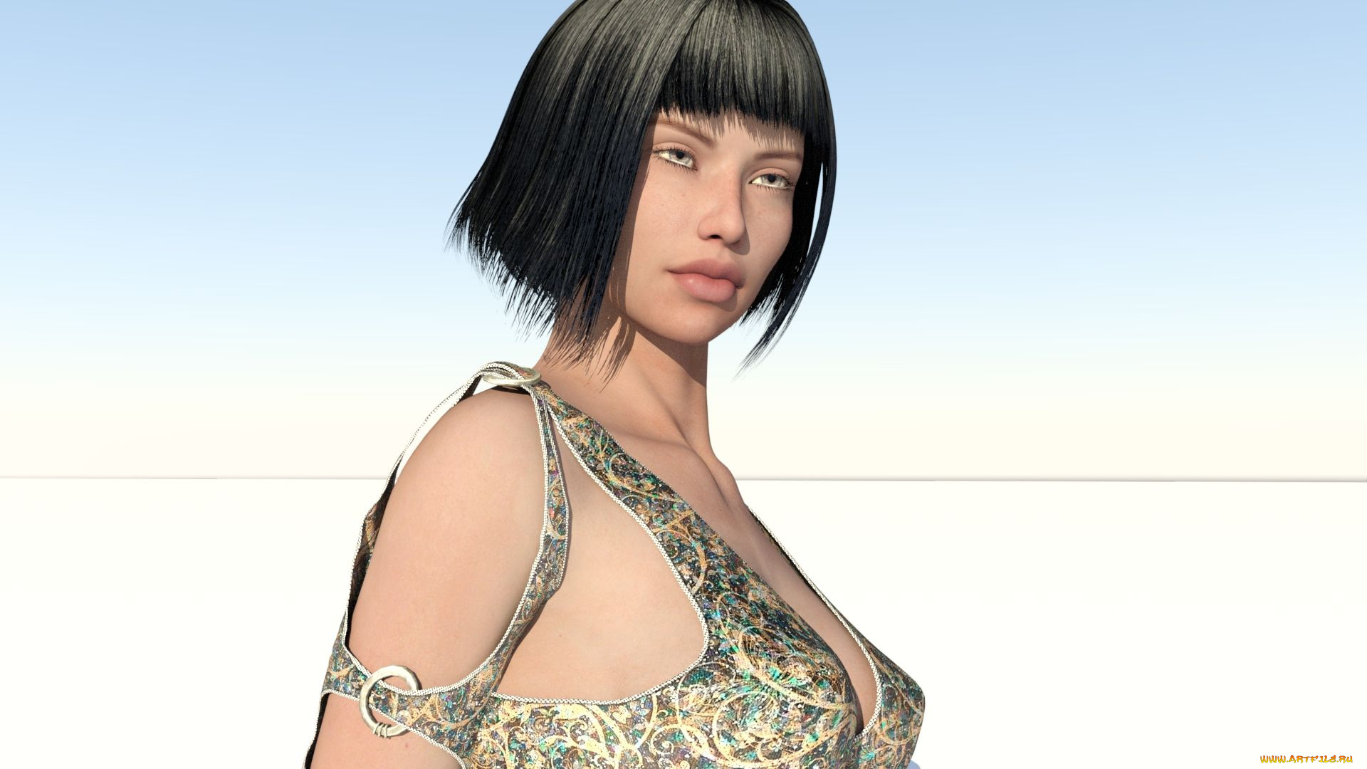 3д, графика, люди, , people, девушка, взгляд, фон