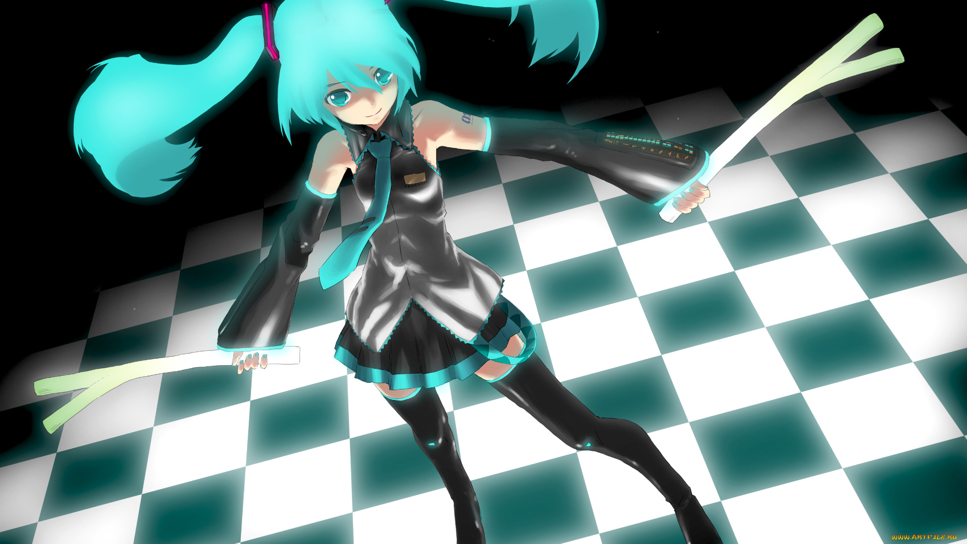 аниме, vocaloid, девушка, hatsune, miku