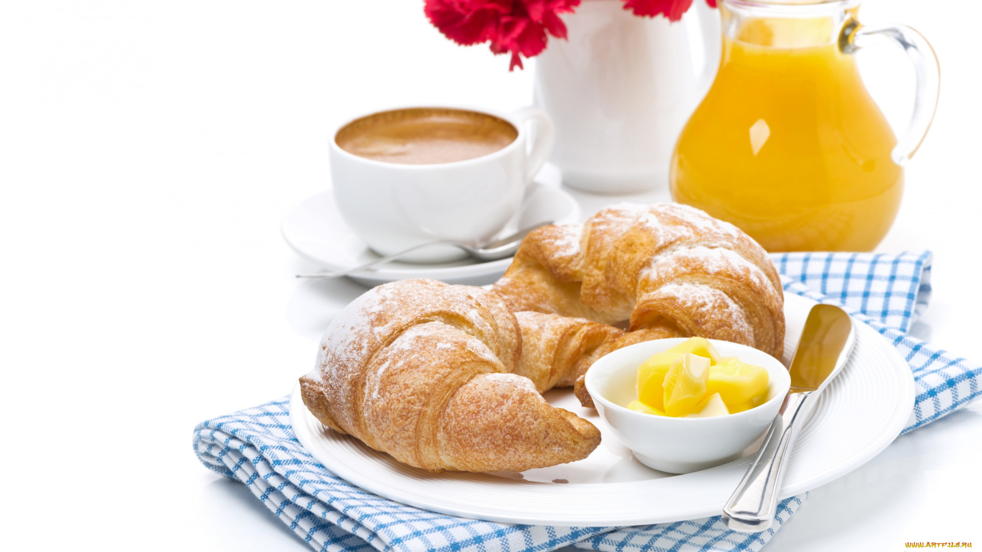 еда, хлеб, , выпечка, сок, масло, кофе, круассаны, завтрак, juice, cup, coffee, butter, croissant, breakfast