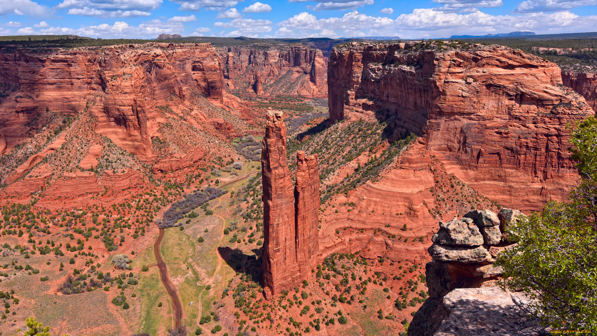 природа, горы, сша, штат, аризона, заповедник, каньон-де-шей, весна, небо, облака