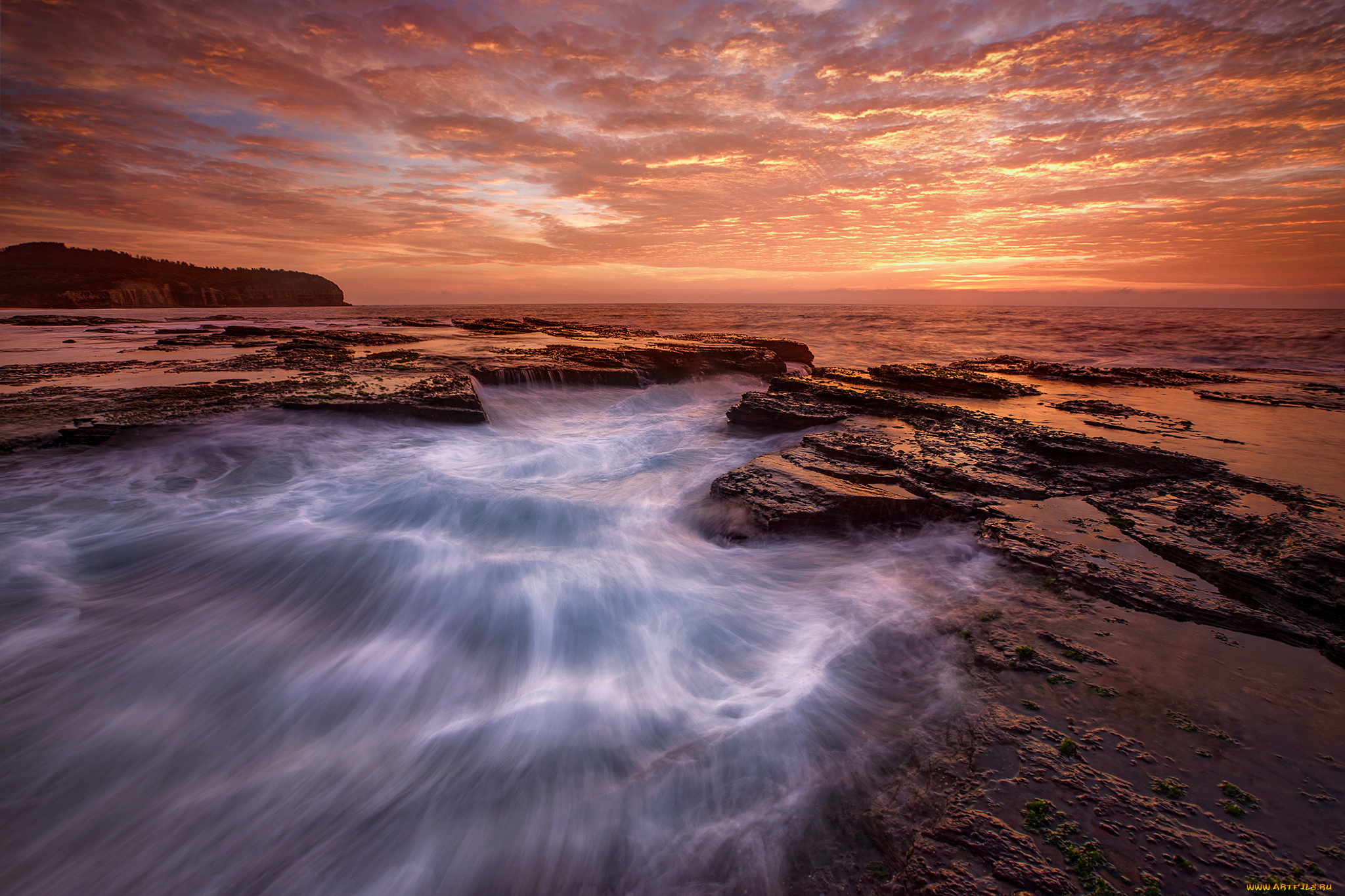 природа, восходы, закаты, выдержка, волны, скалы, море, небо