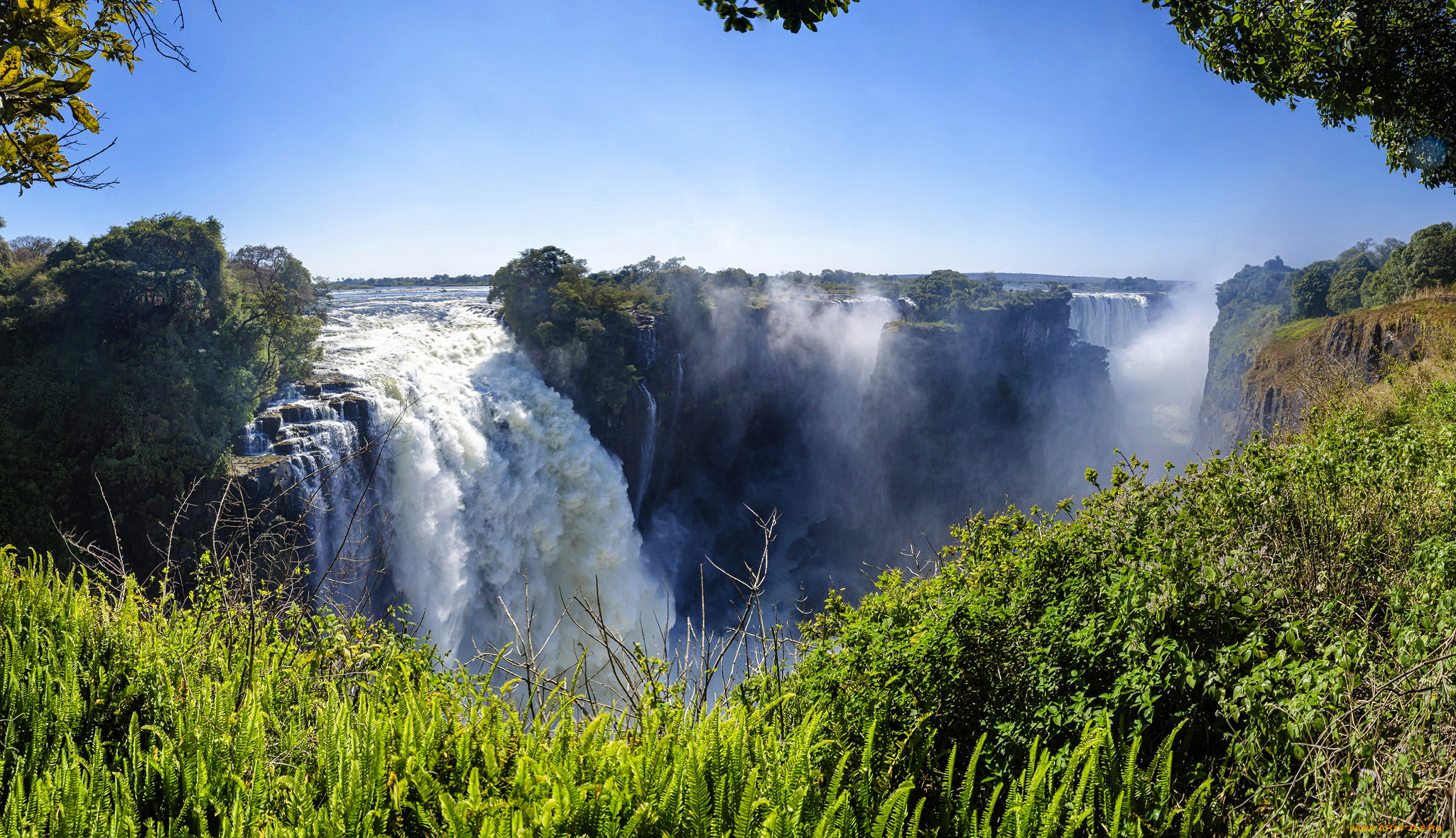 природа, водопады, скалы, бурный, поток, африка, zimbabwe, victoria, falls, водопад, зелень