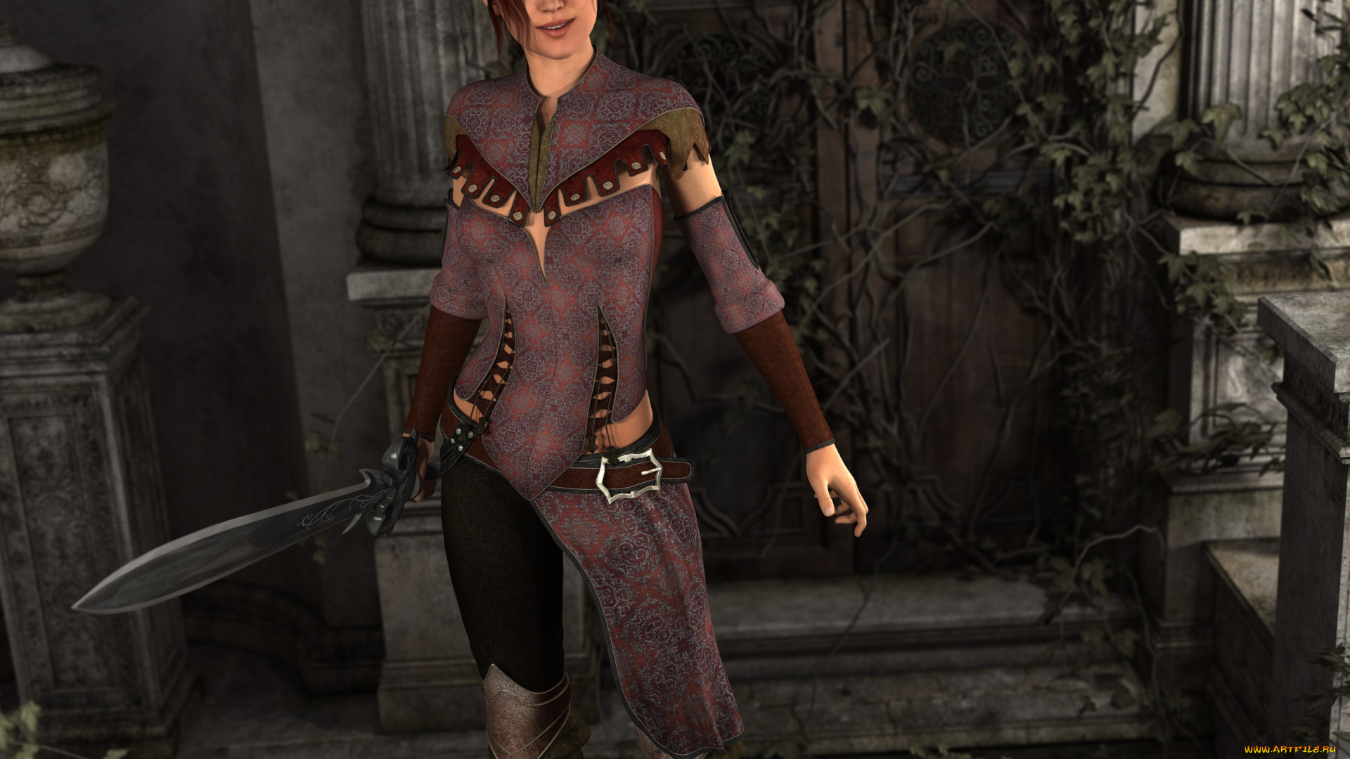 3д, графика, фантазия, , fantasy, девушка, фон, взгляд