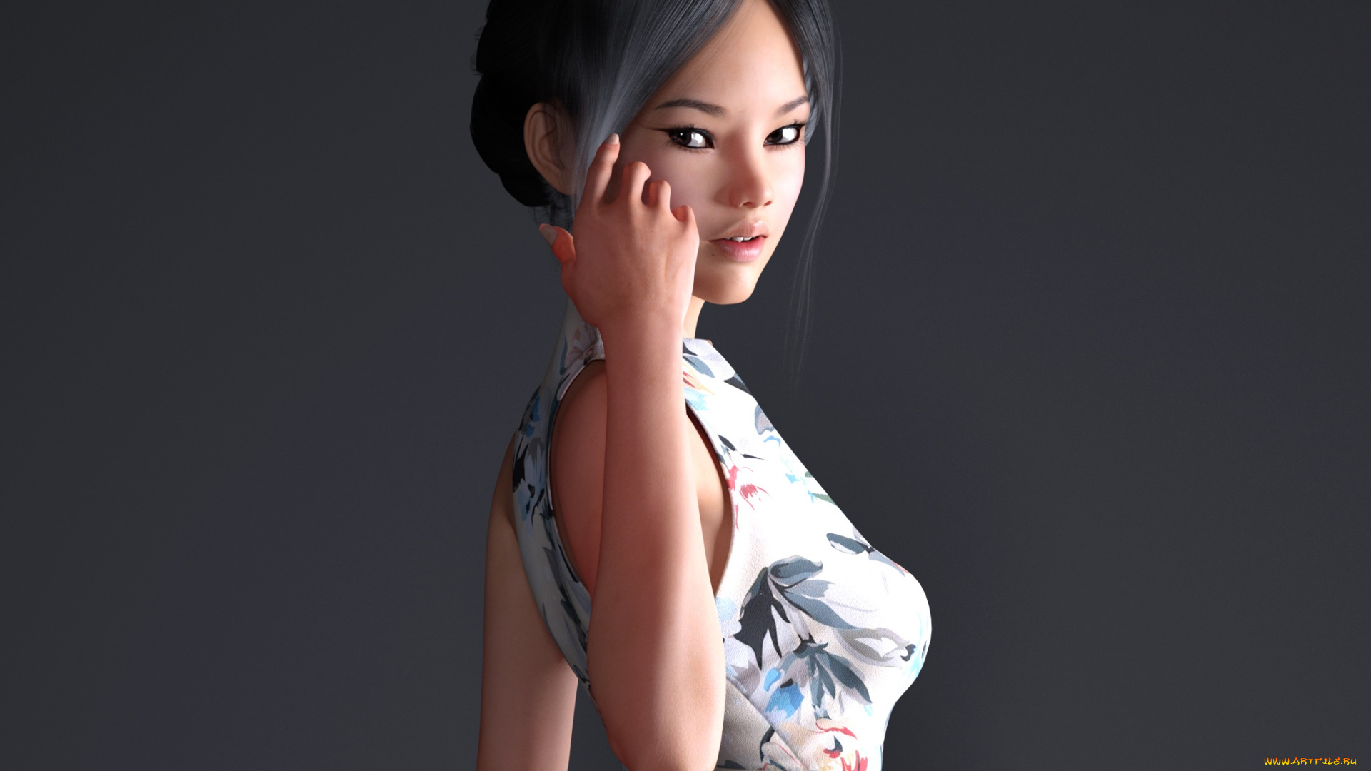 3д, графика, люди, , people, девушка, взгляд, фон