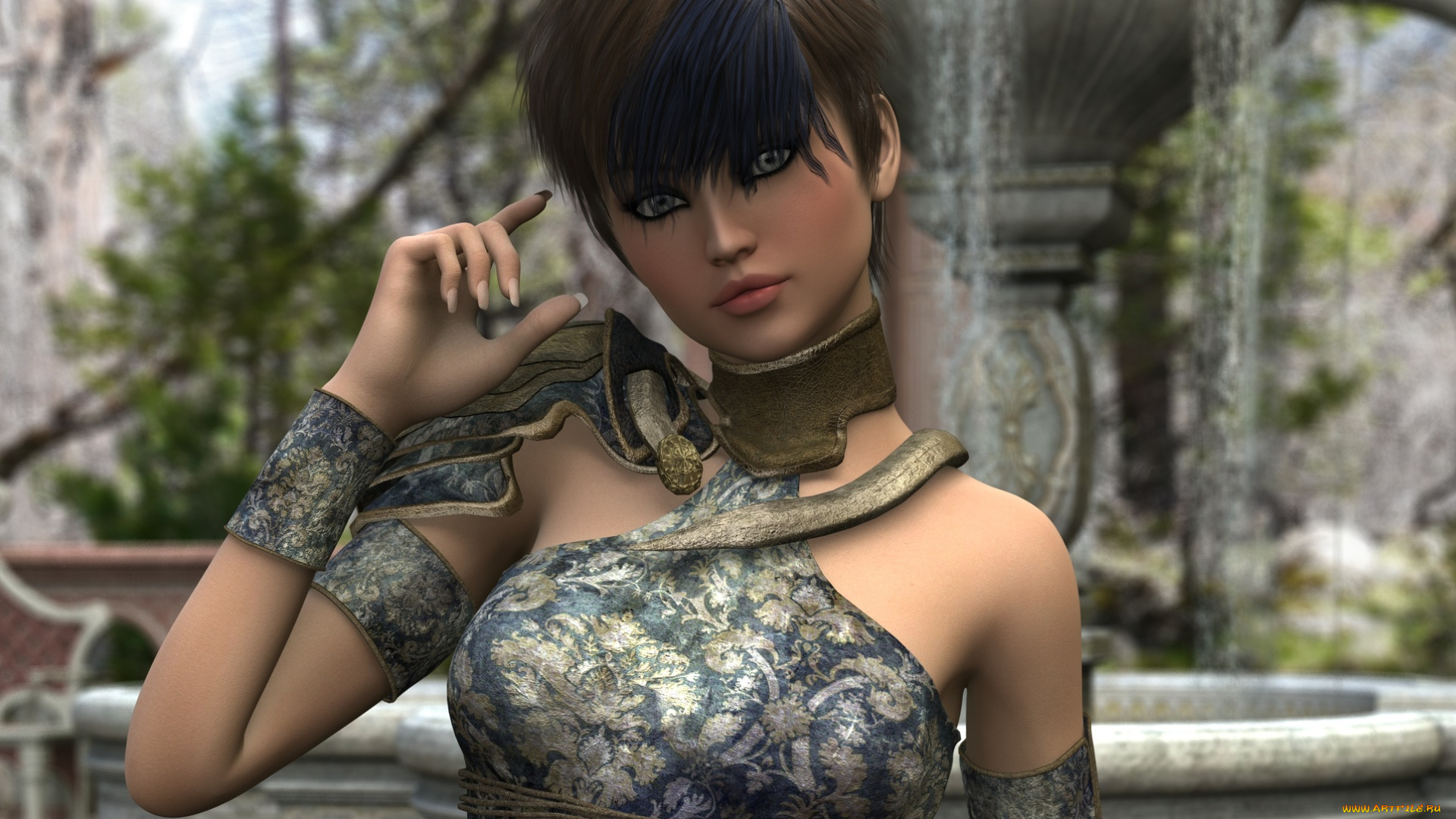 3д, графика, люди, , people, девушка, взгляд, фон