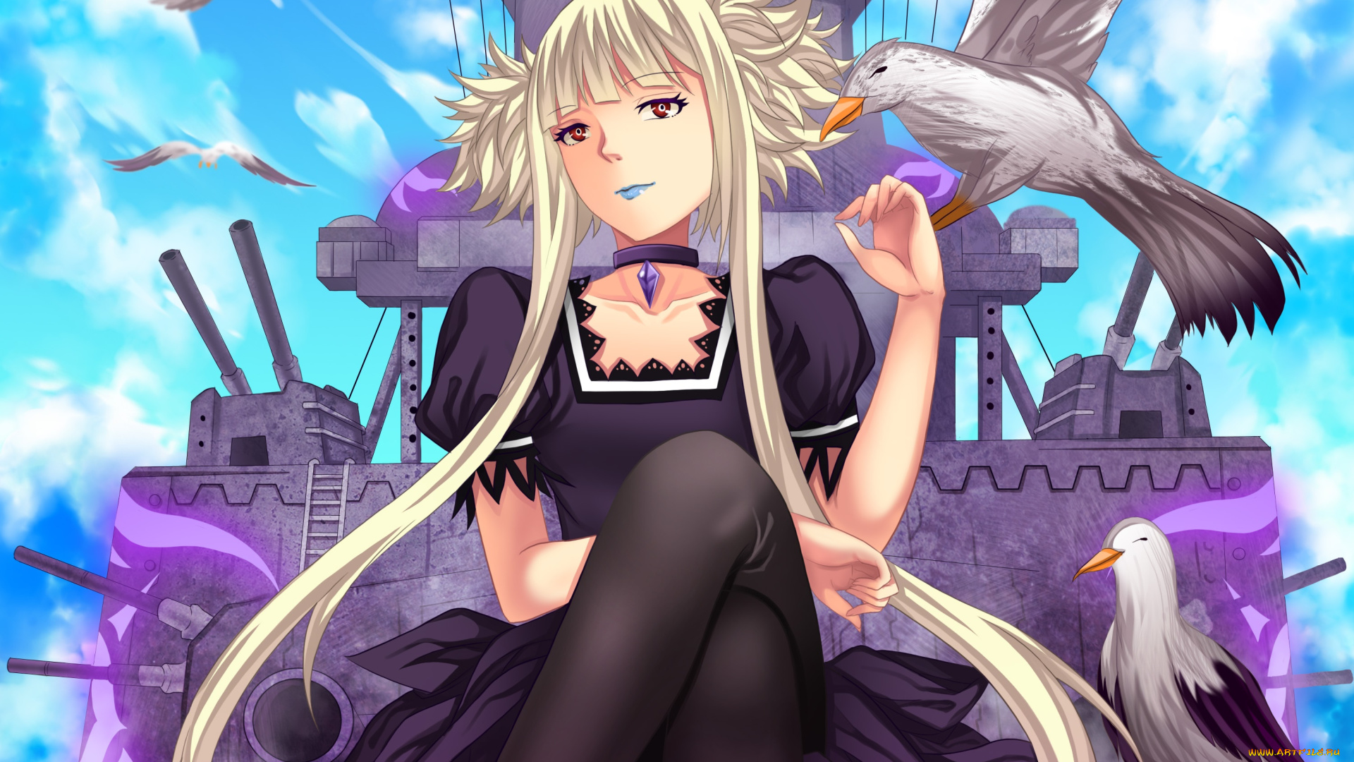 аниме, aoki, hagane, no, arpeggio, девушка, взгляд, фон