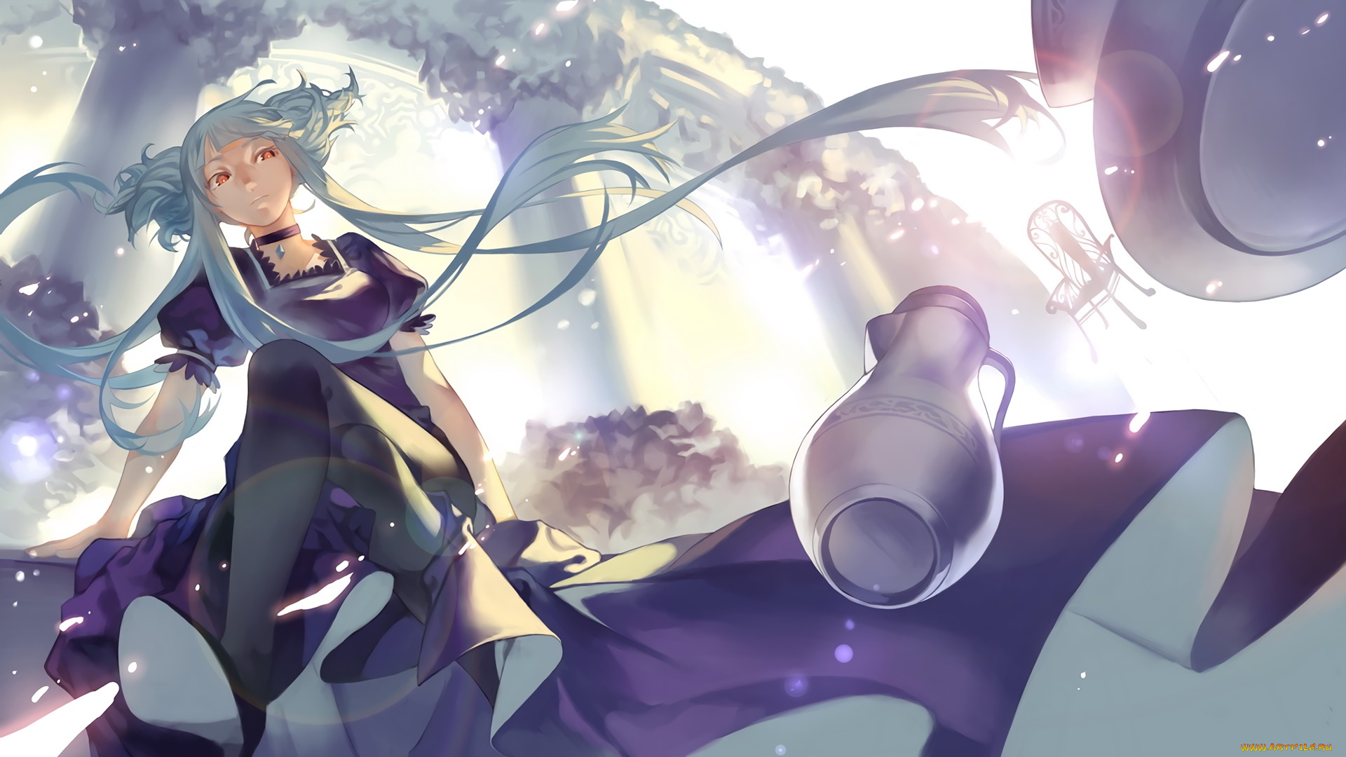 аниме, aoki, hagane, no, arpeggio, девушка, взгляд, фон