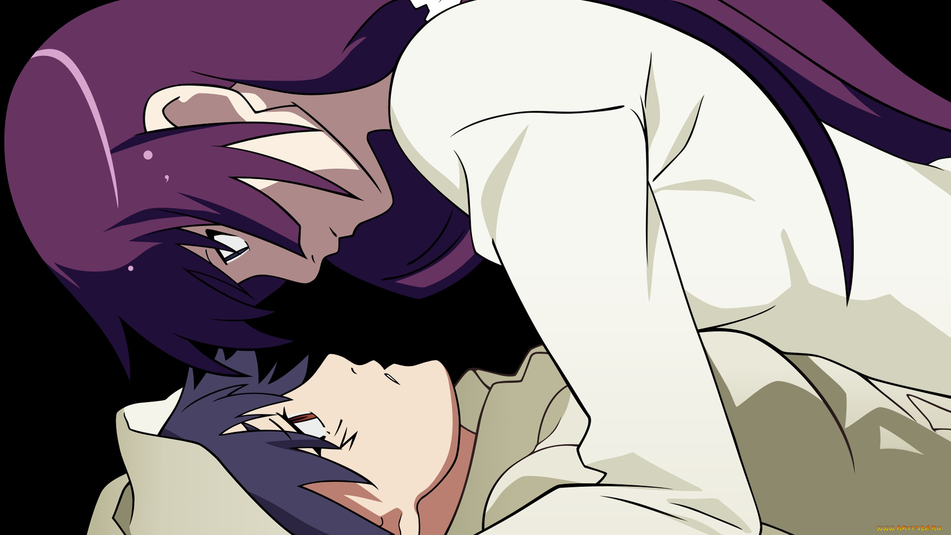 аниме, bakemonogatari, девушки, фон, взгляд