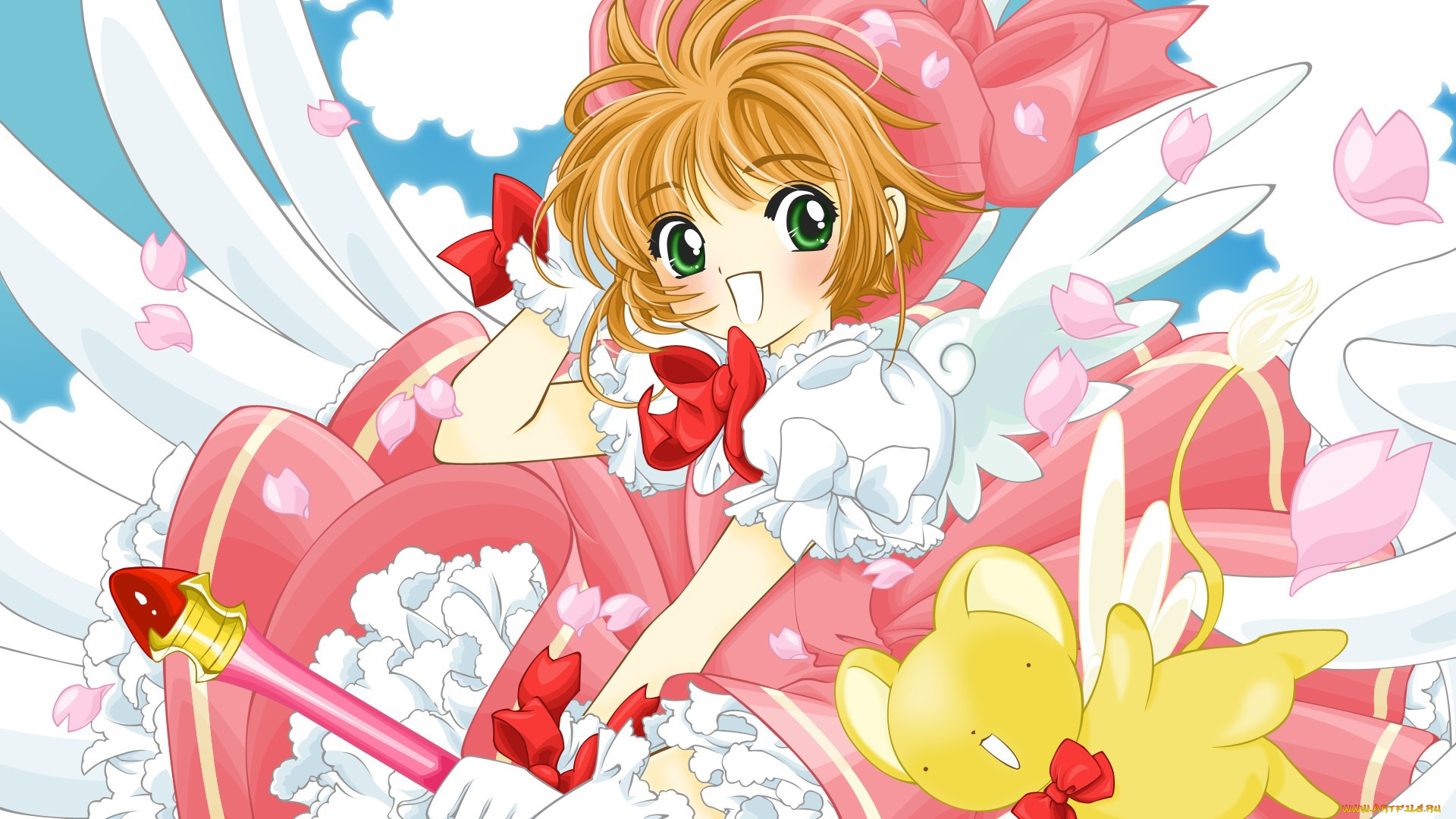 аниме, card, captor, sakura, фон, взгляд, девушка