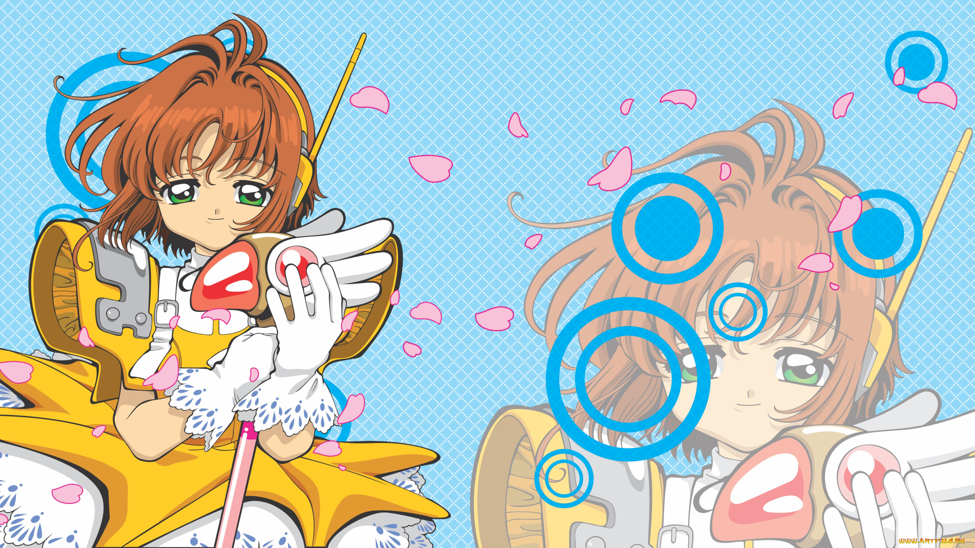 аниме, card, captor, sakura, взгляд, девушки, фон