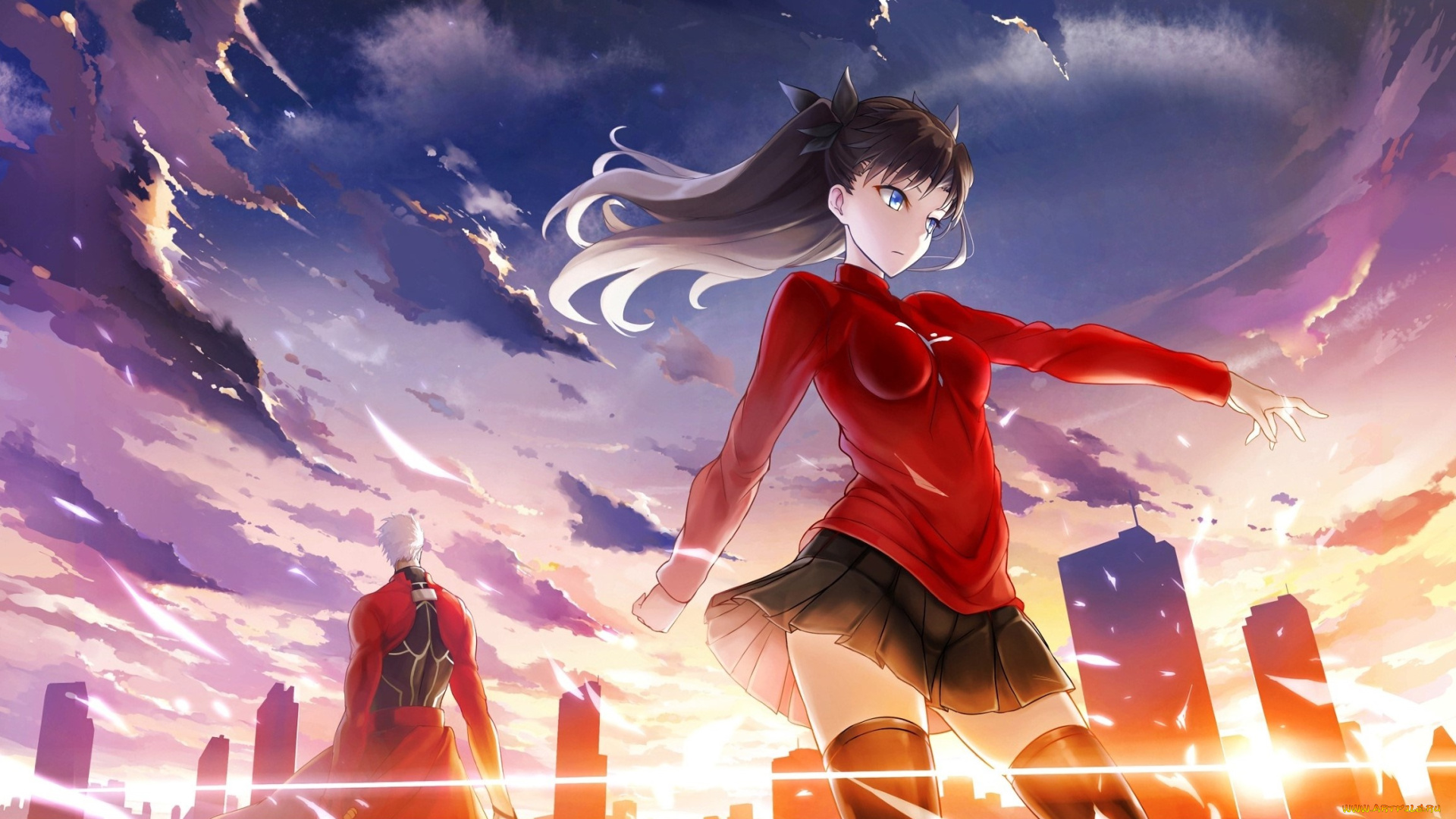 аниме, fate, stay, night, фон, взгляд, девушка