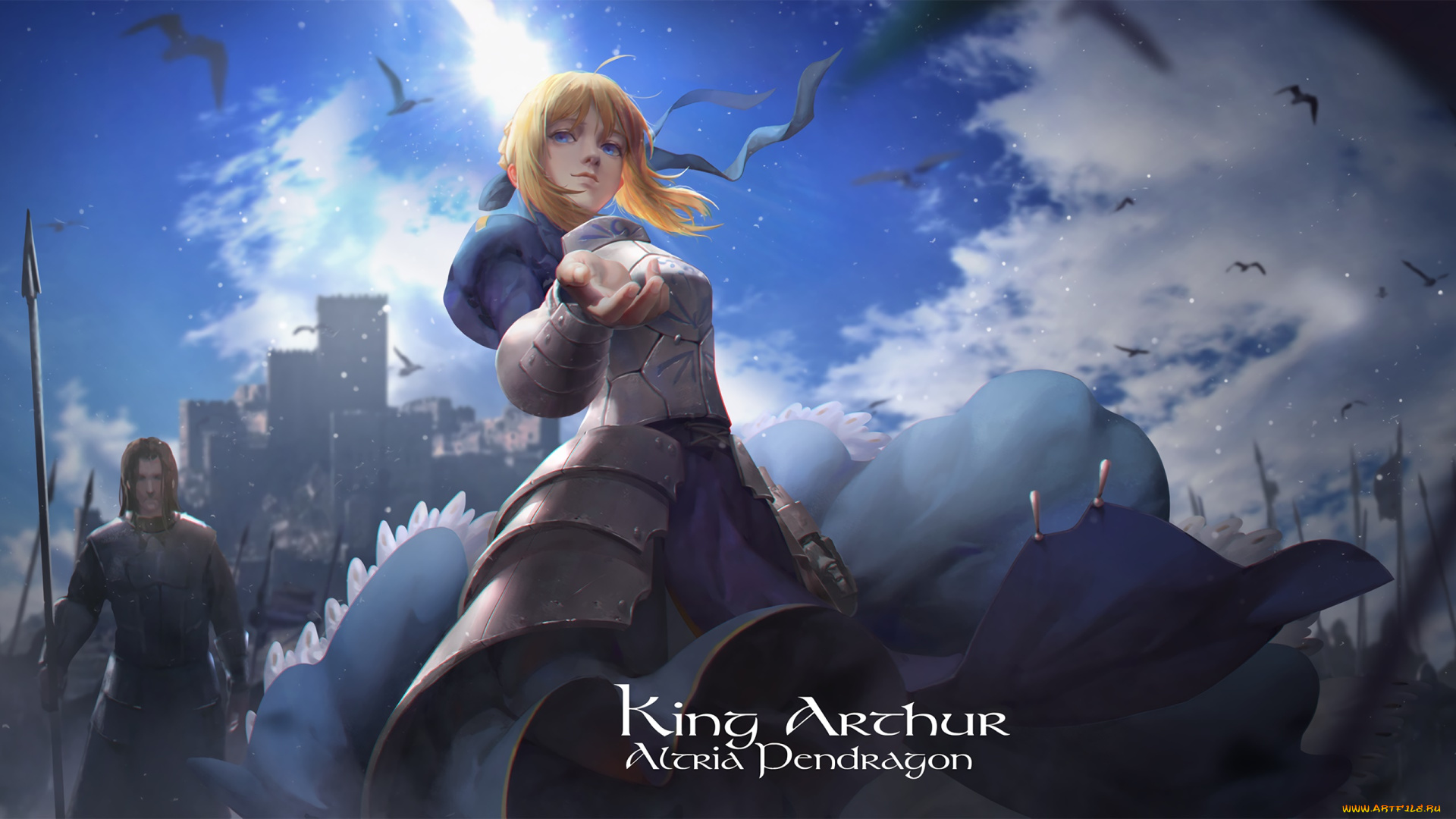 аниме, fate, stay, night, взгляд, девушка, фон