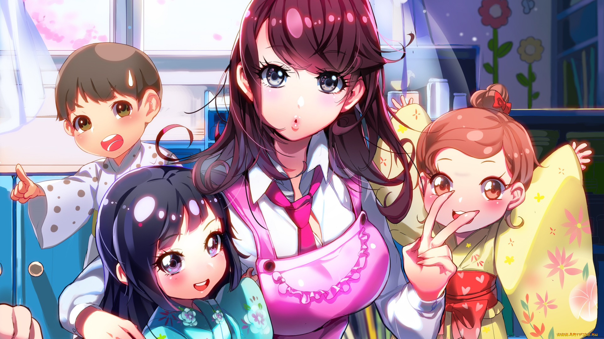 аниме, furyou, michi, gang, road, дети, девушка