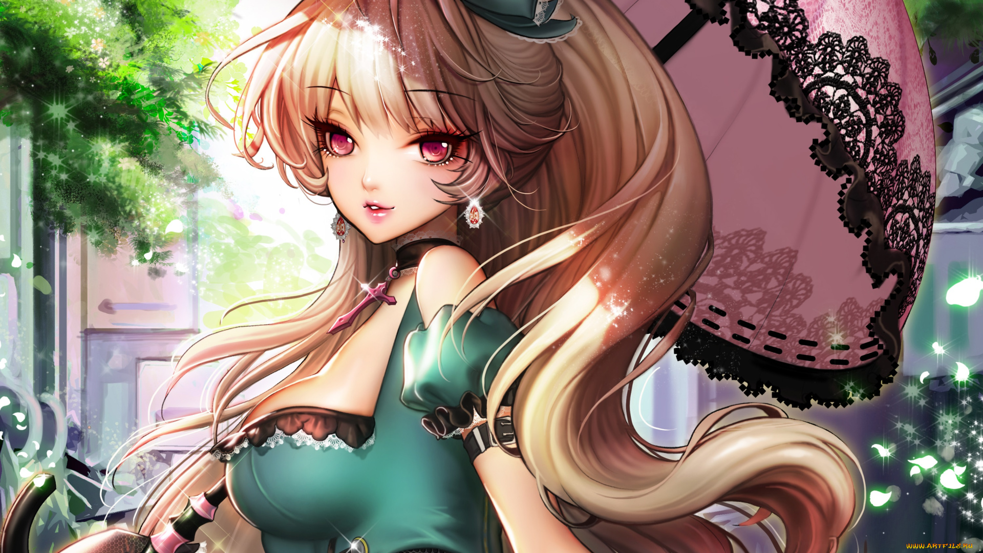 аниме, furyou, michi, gang, road, девушка, зонт