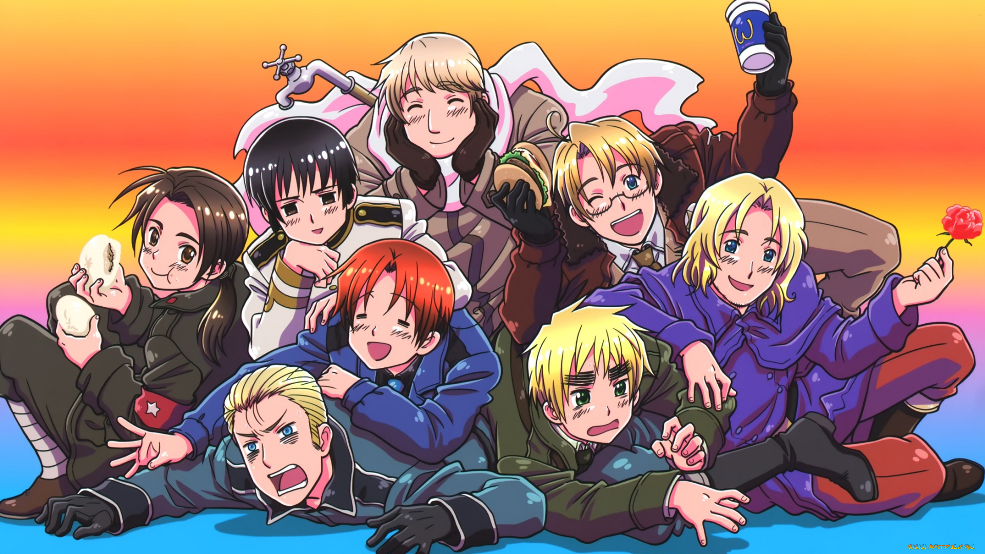 аниме, hetalia, , axis, powers, парни, страны