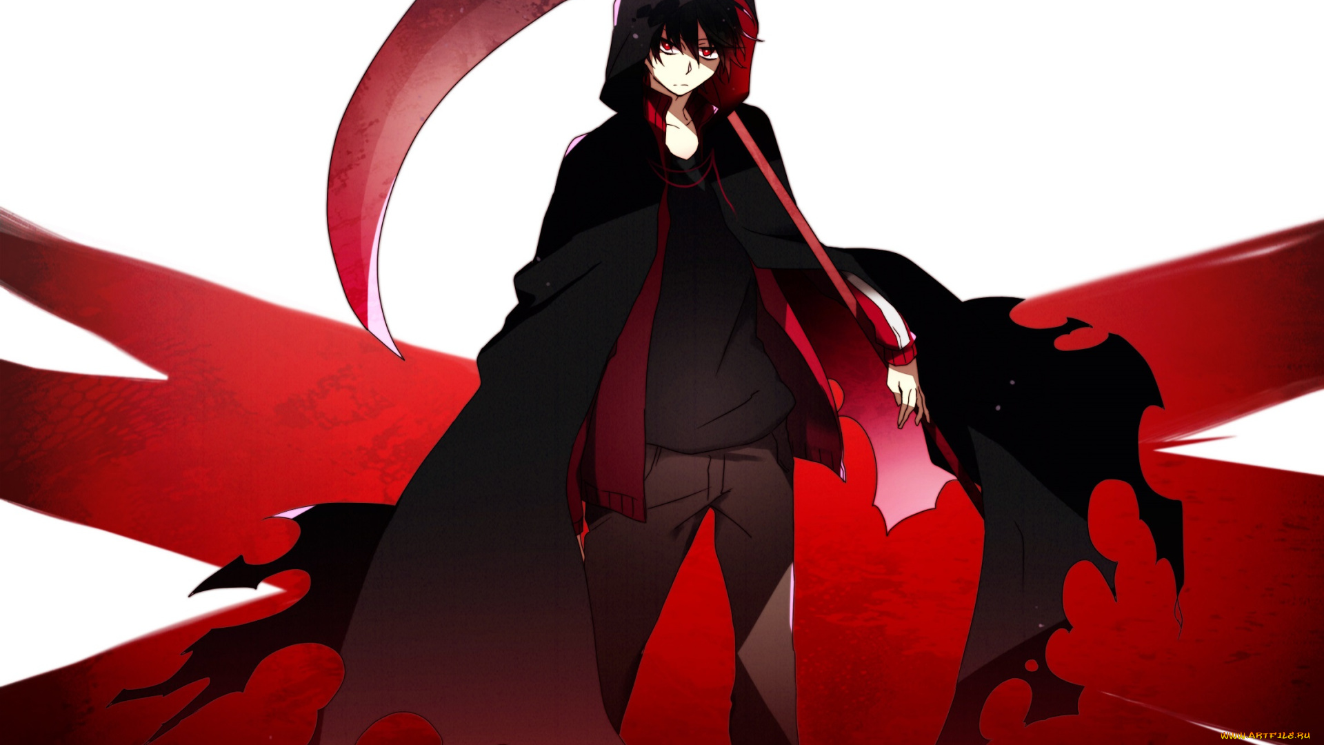 аниме, kagerou, project, плащ, парень, коса